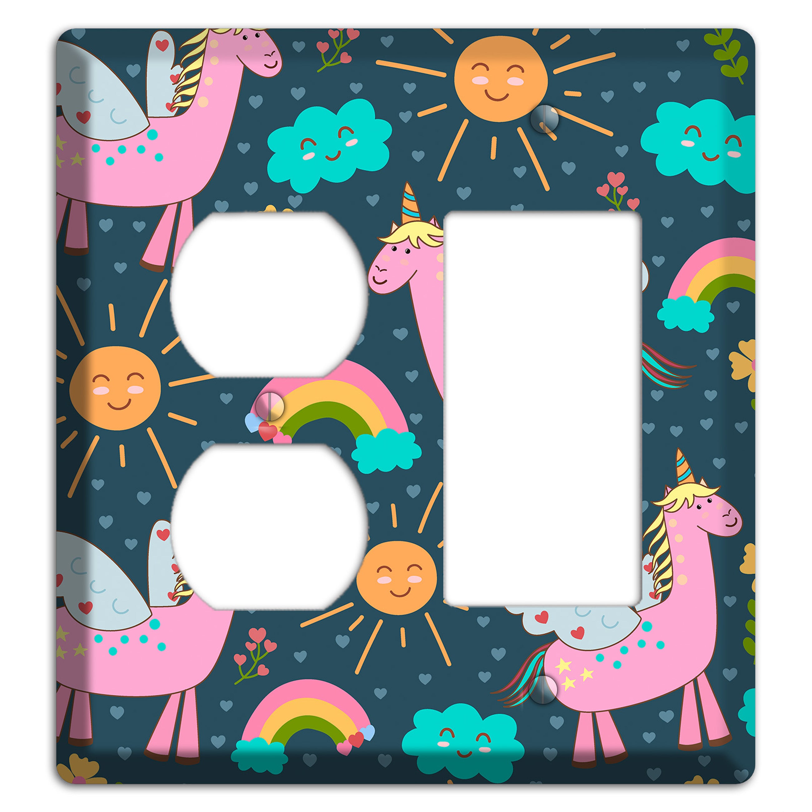 Magic Meadow (Navy) Duplex / Rocker Wallplate