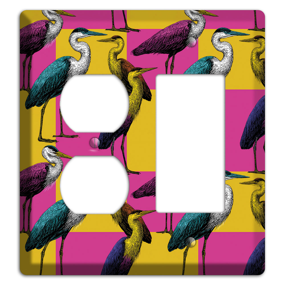 Magenta Heron Grid Duplex / Rocker Wallplate