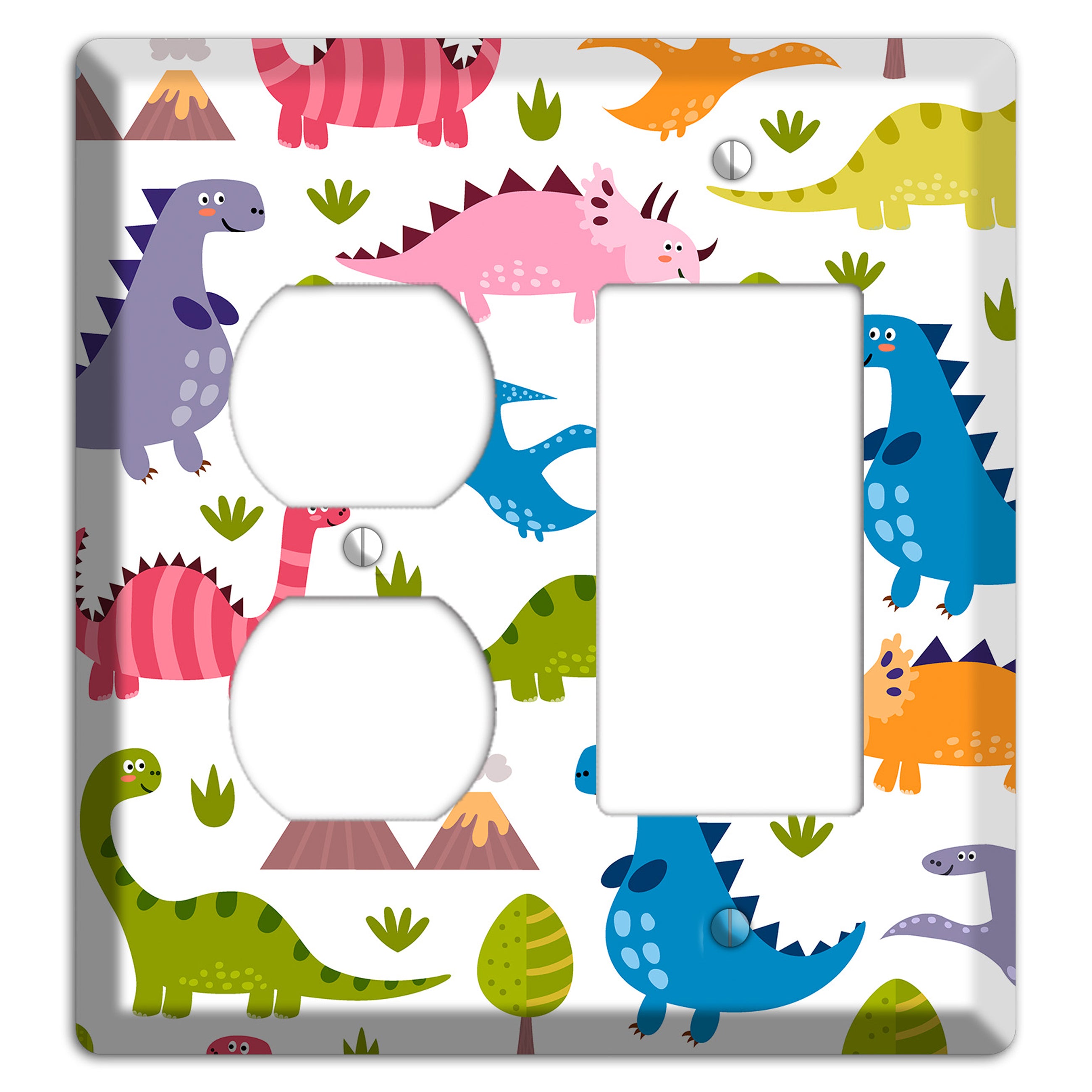 Dino Friends (Bright) Duplex / Rocker Wallplate