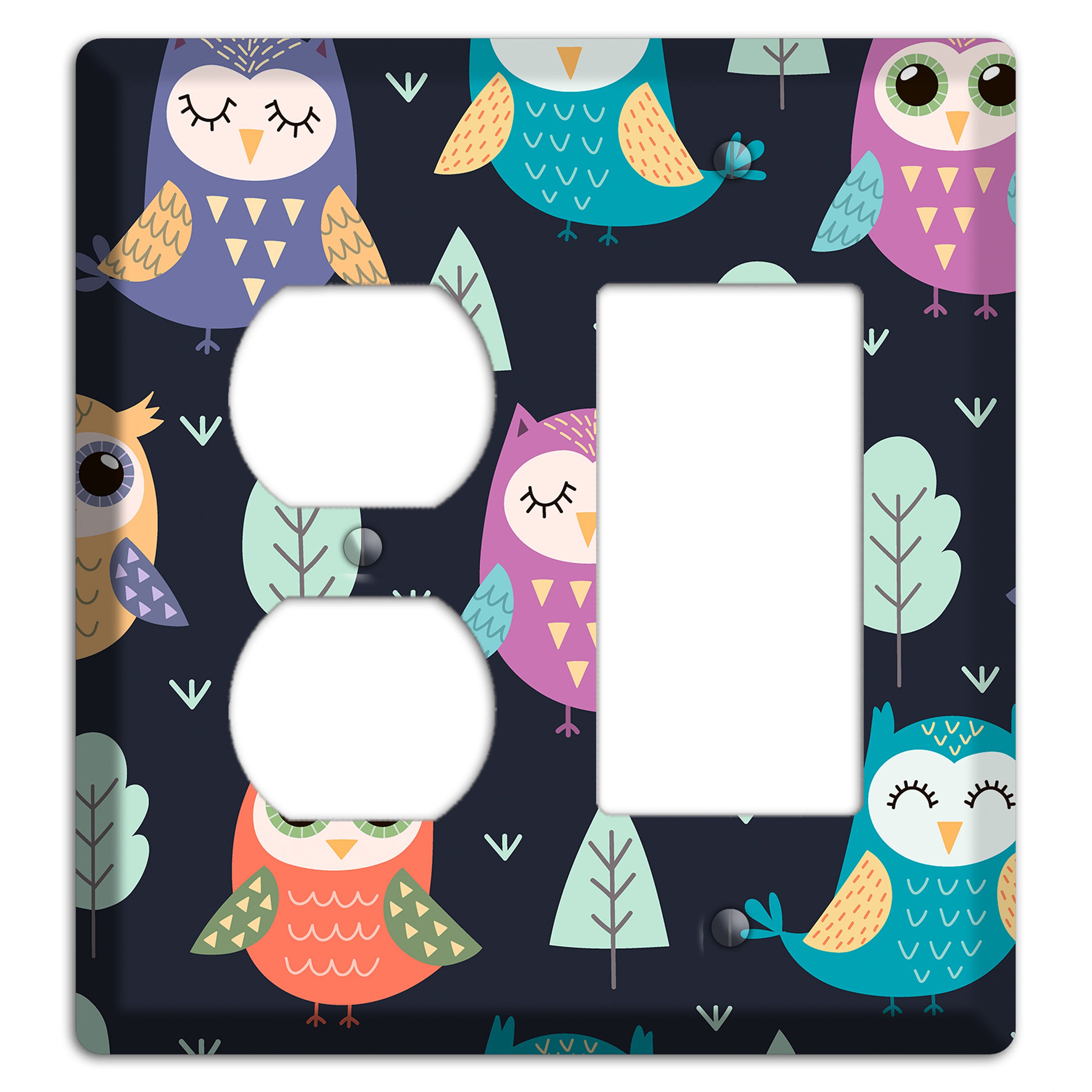 Dreamy Owls (Navy) Duplex / Rocker Wallplate