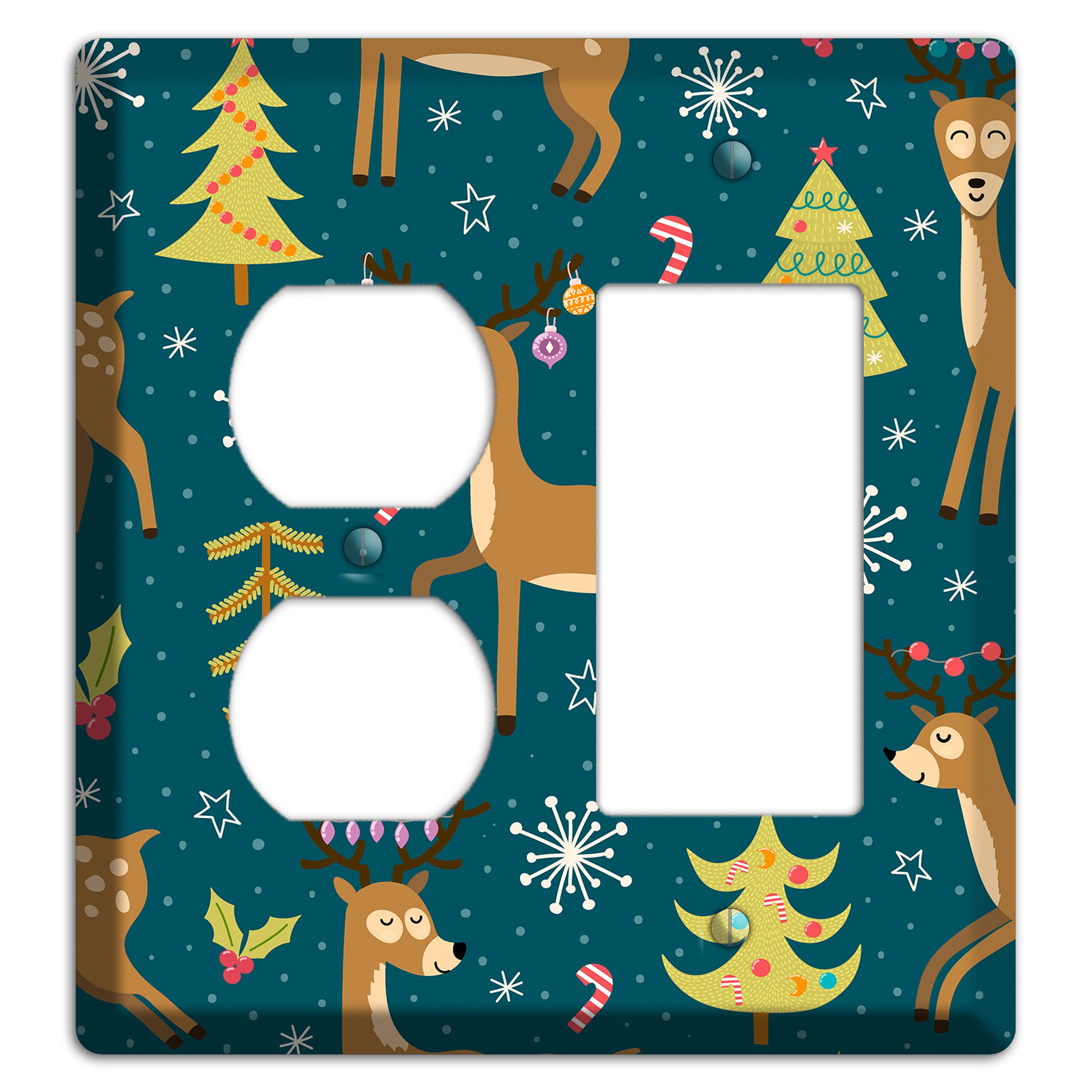 Reindeer Parade (Teal) Duplex / Rocker Wallplate