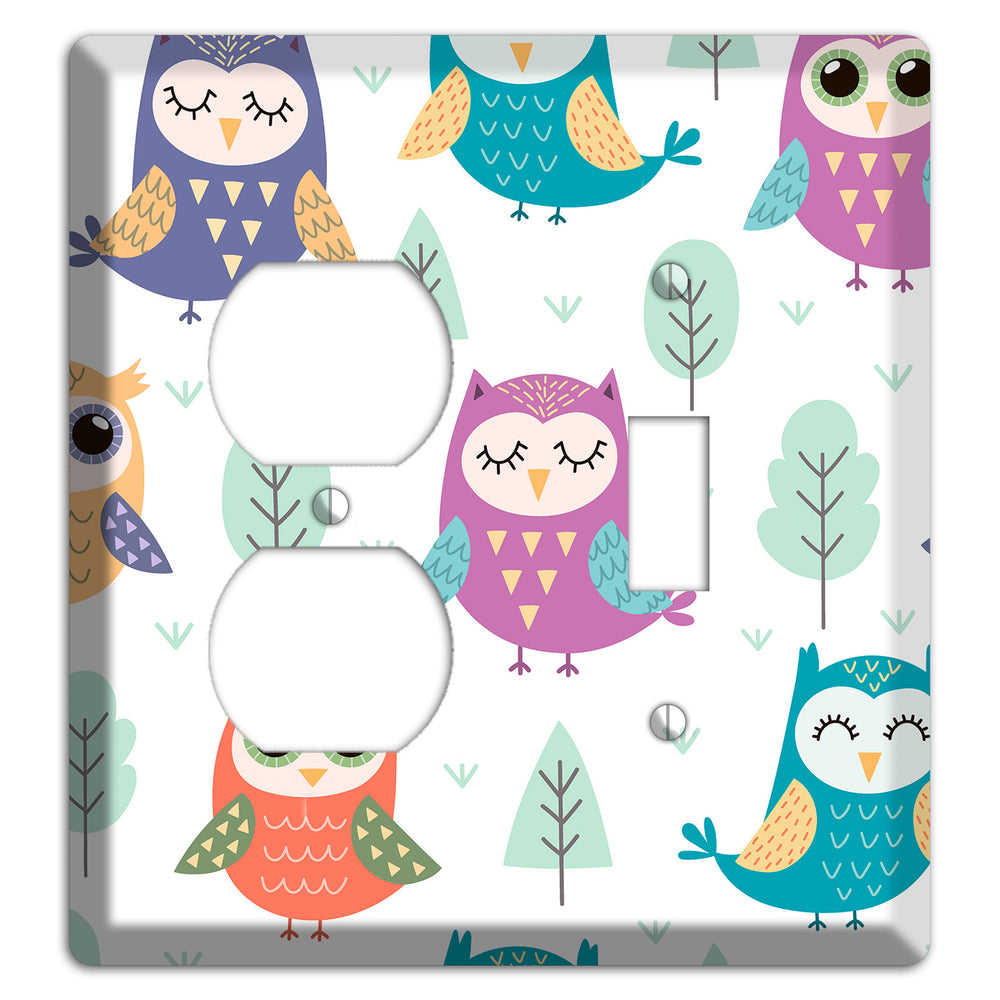 Dreamy Owls (White) Duplex / Toggle Wallplate