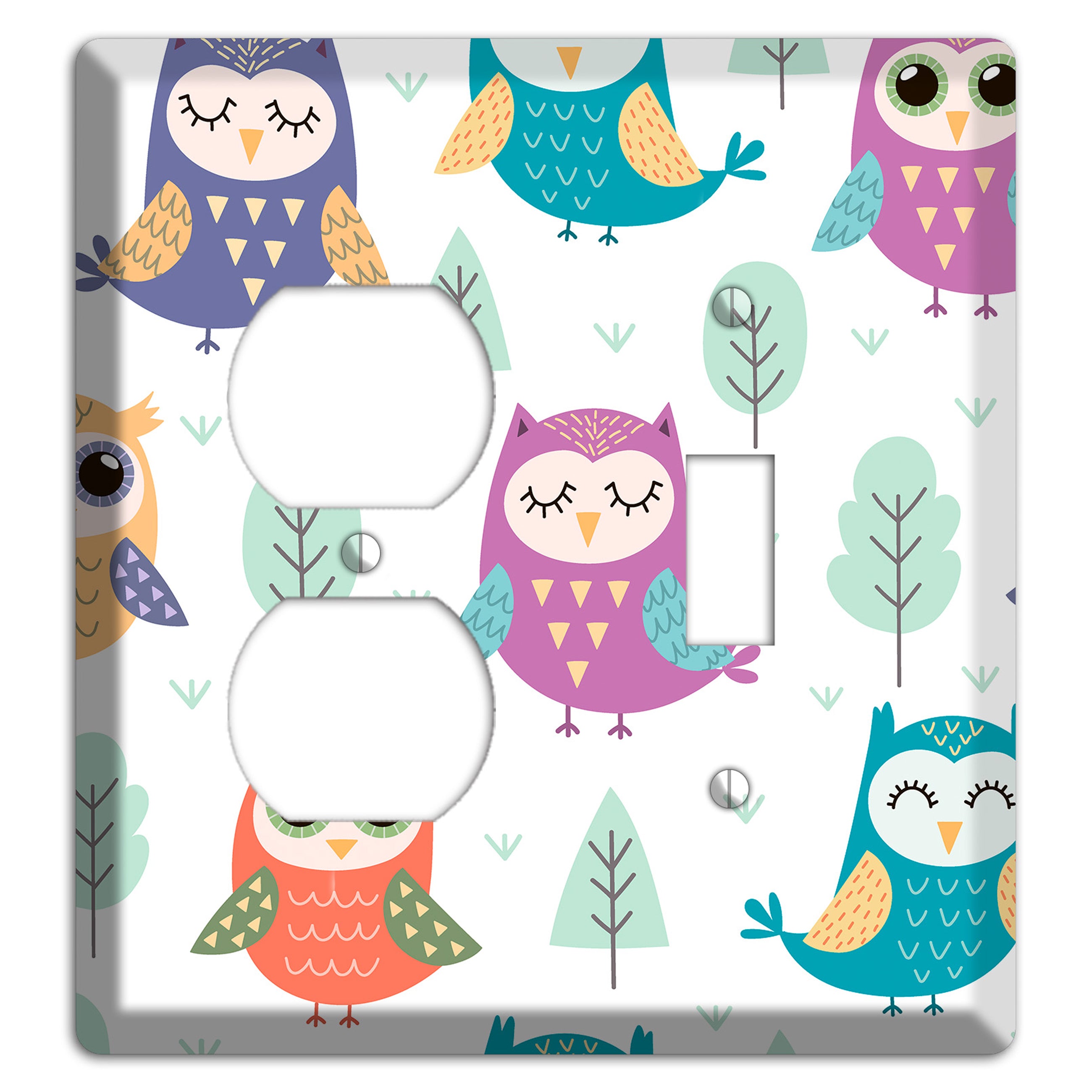 Dreamy Owls (White) Duplex / Toggle Wallplate