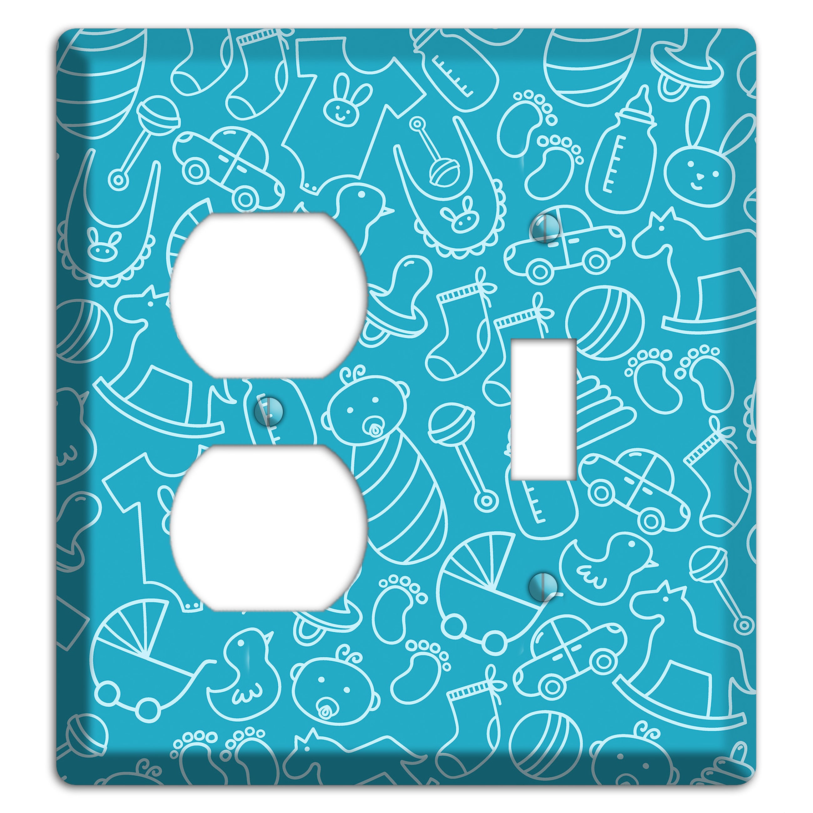 Line Art Baby Blue Duplex / Toggle Wallplate