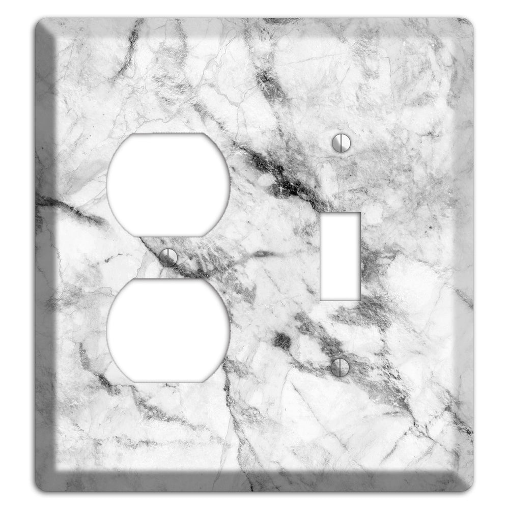 White and Gray Marble Duplex / Toggle Wallplate