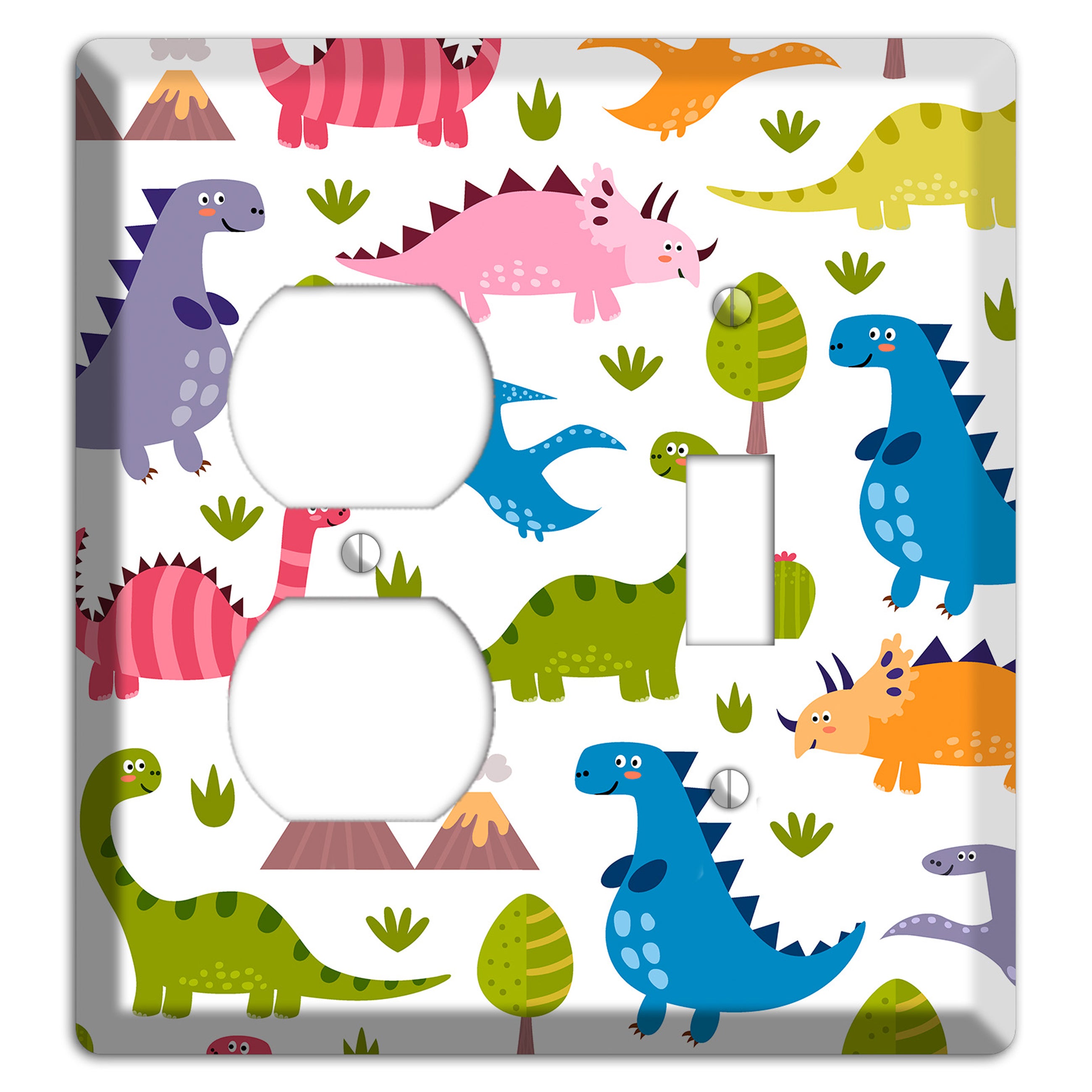 Dino Friends (Bright) Duplex / Toggle Wallplate