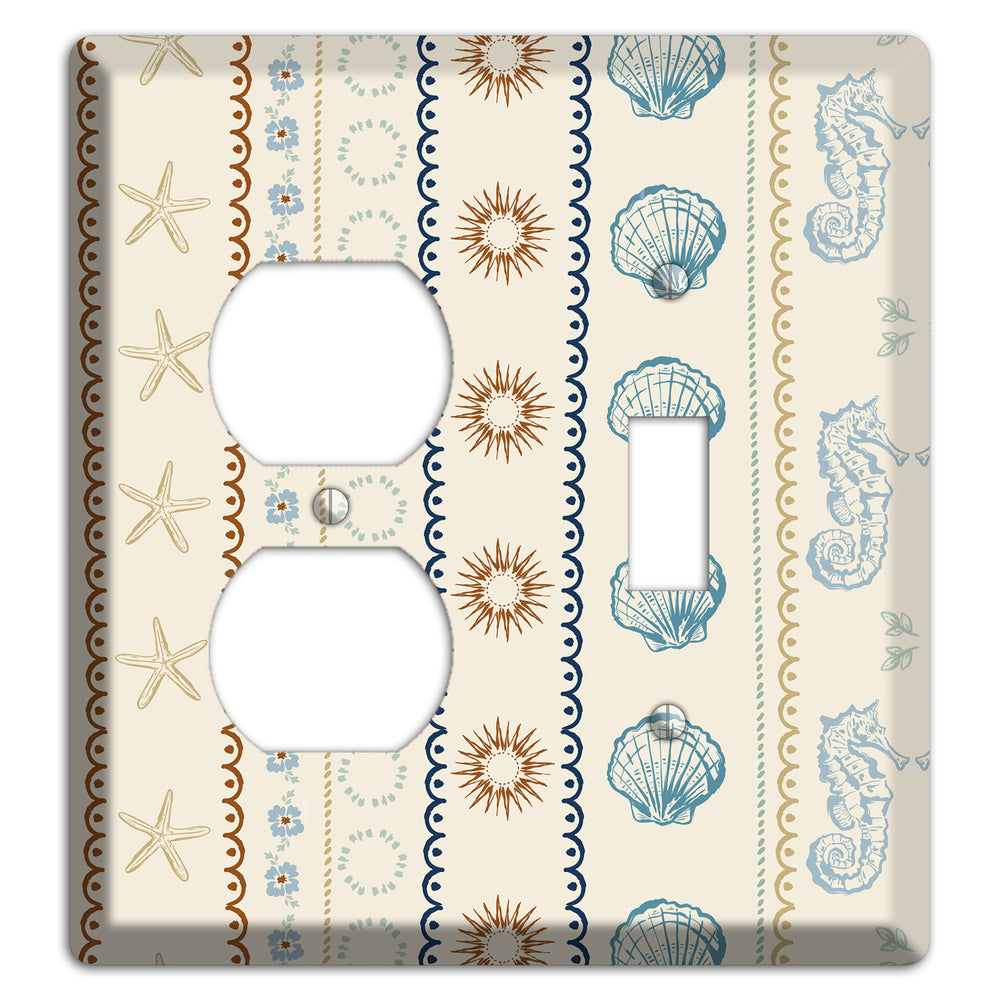 Ivory Seahorse Stripe Duplex / Toggle Wallplate