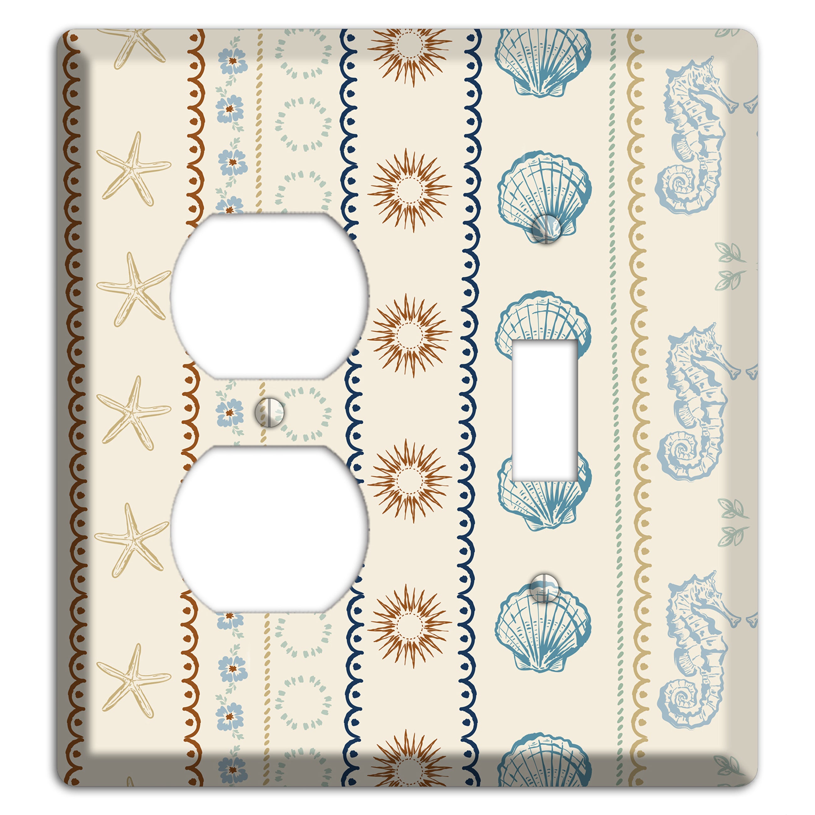 Ivory Seahorse Stripe Duplex / Toggle Wallplate