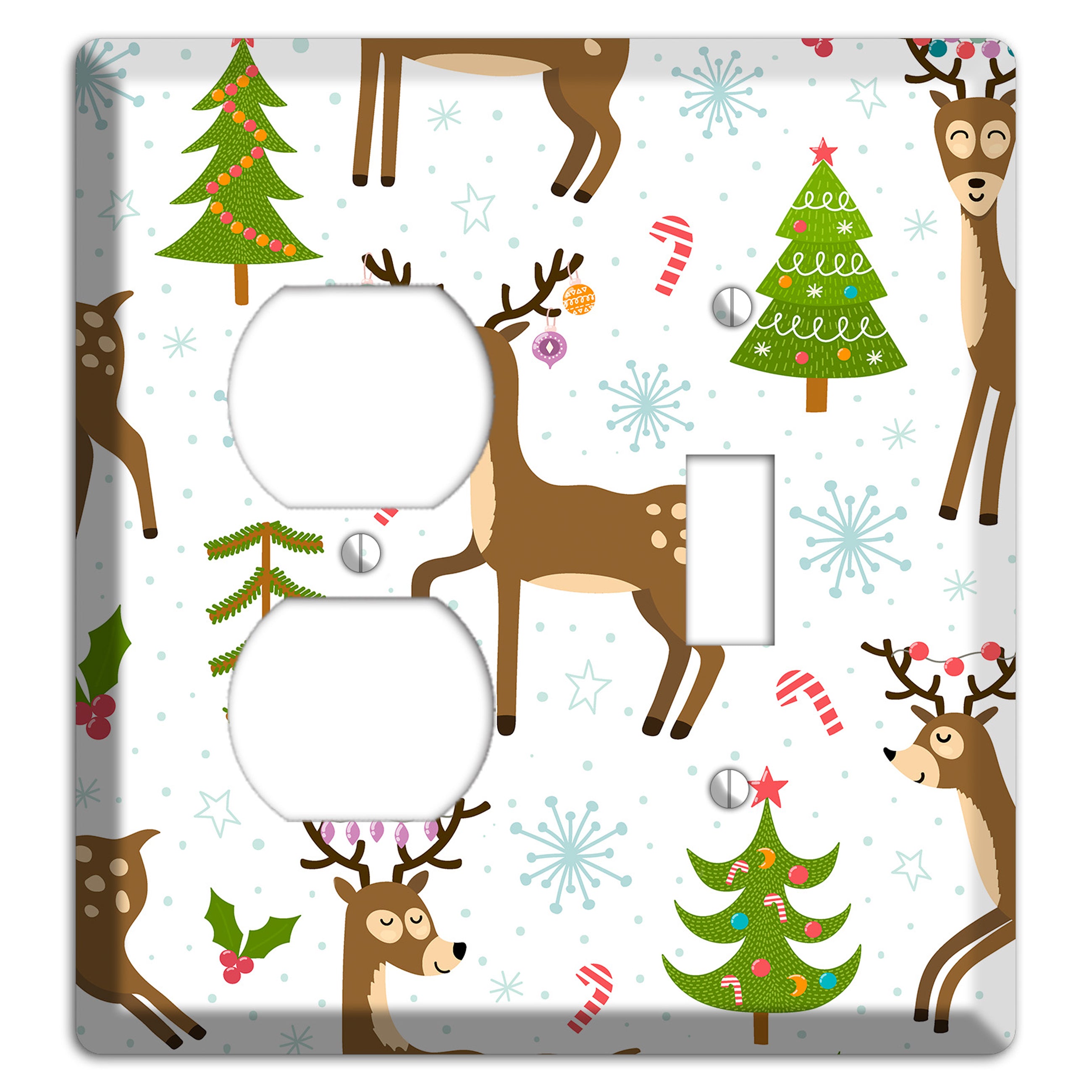 Reindeer Parade (White) Duplex / Toggle Wallplate