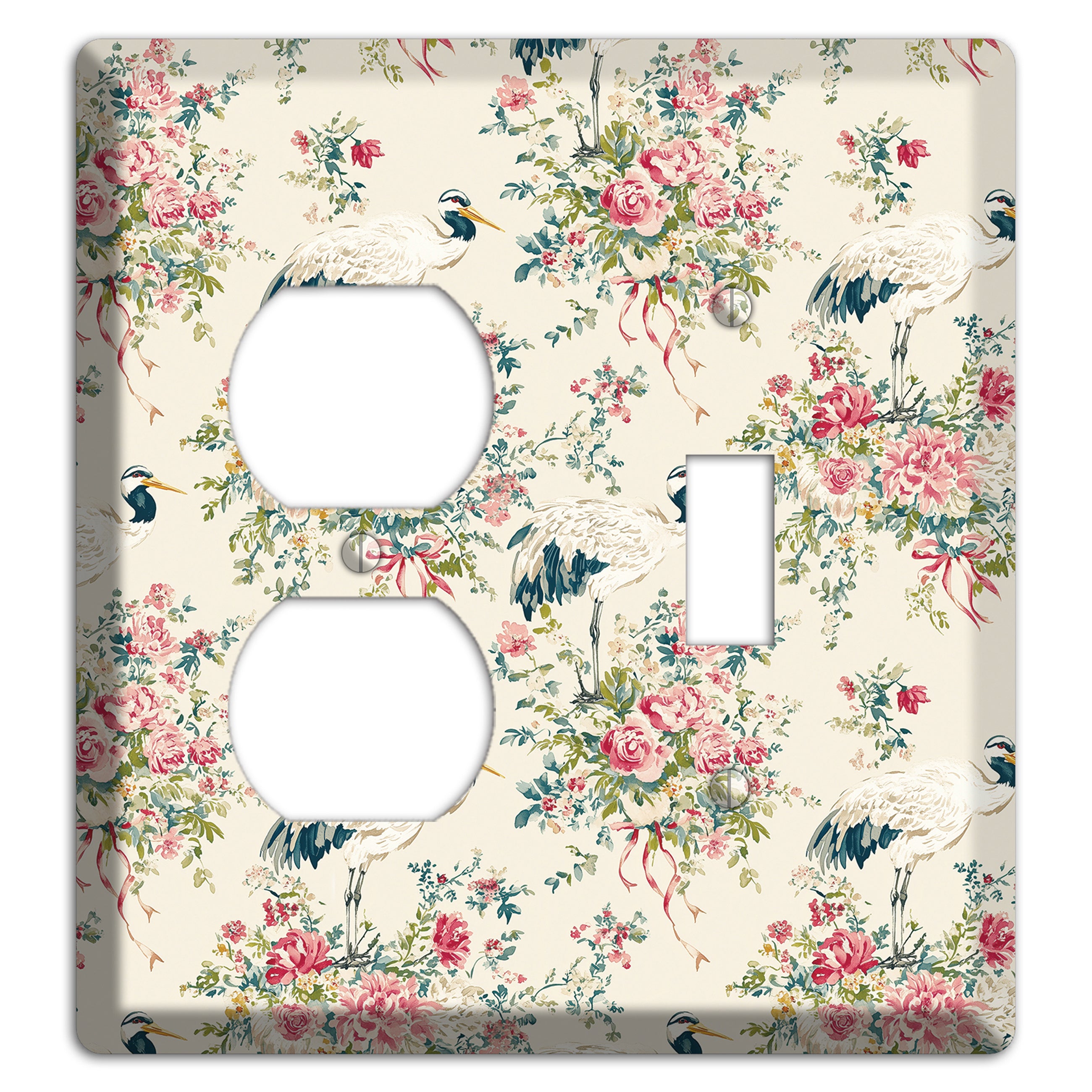 Blossom & Crane Duplex / Toggle Wallplate