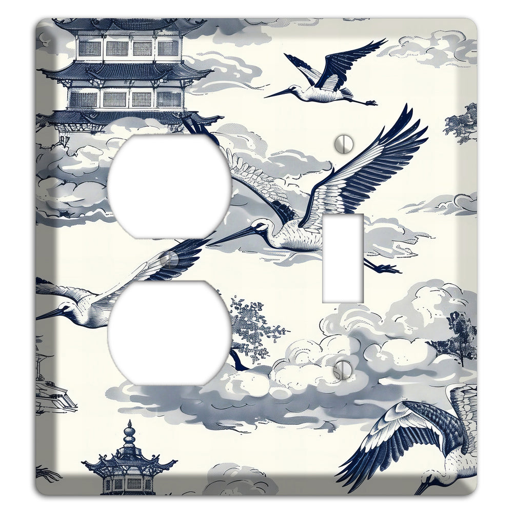 Crane Sky Toile Duplex / Toggle Wallplate