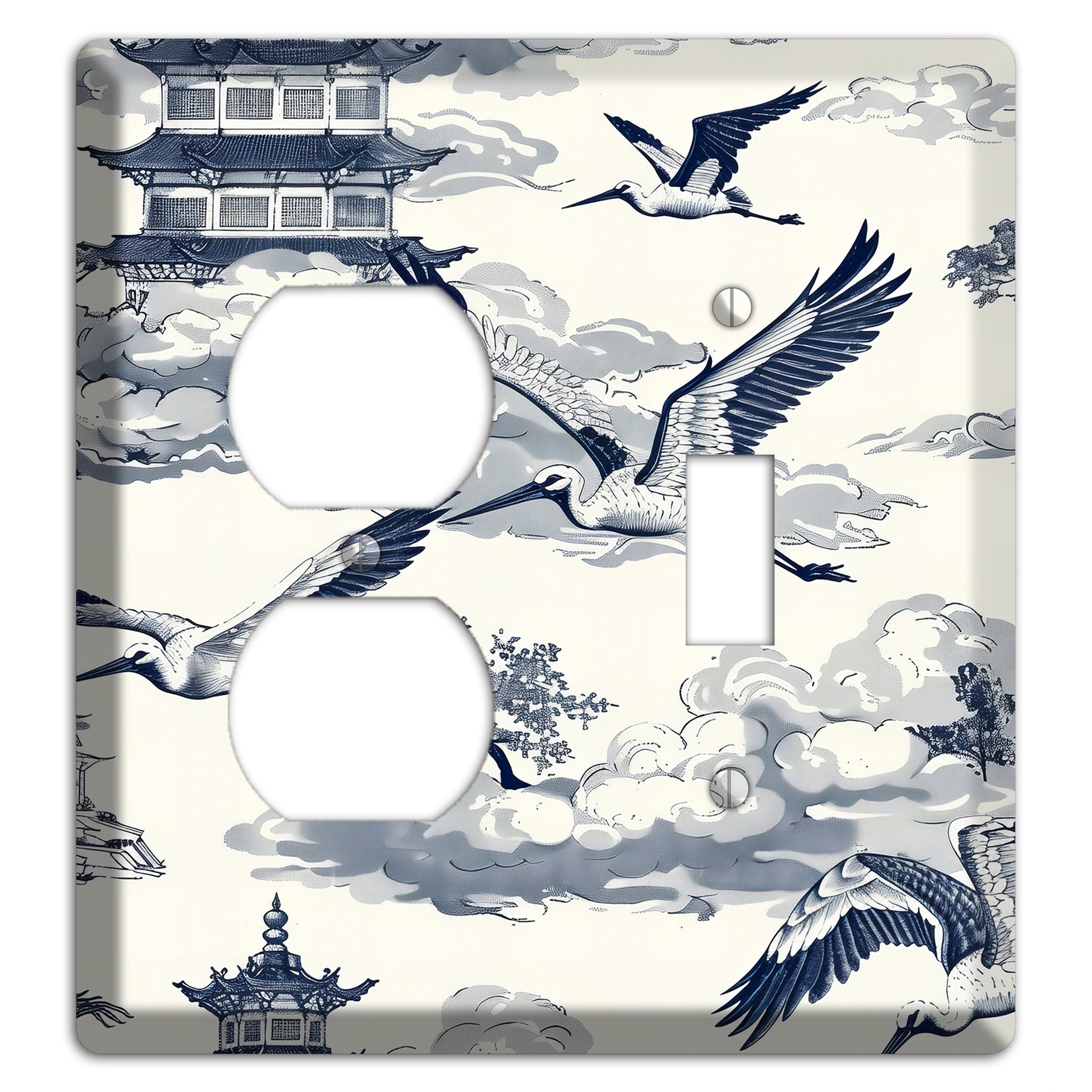 Crane Sky Toile Duplex / Toggle Wallplate