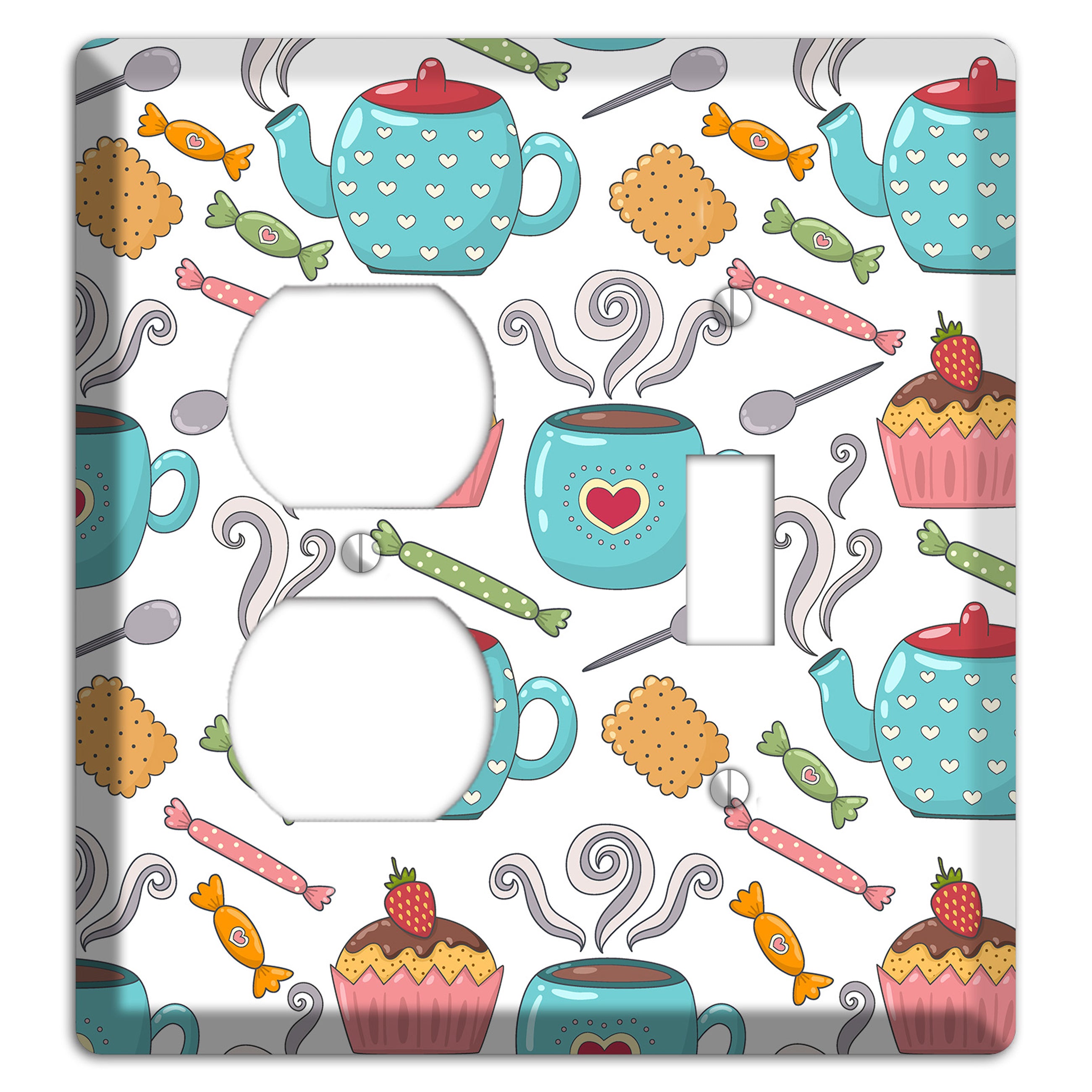 Sweet Tea Party (White) Duplex / Toggle Wallplate