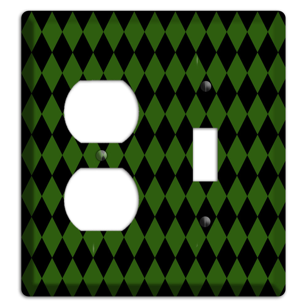 Jester's Diamonds: Green Duplex / Toggle Wallplate