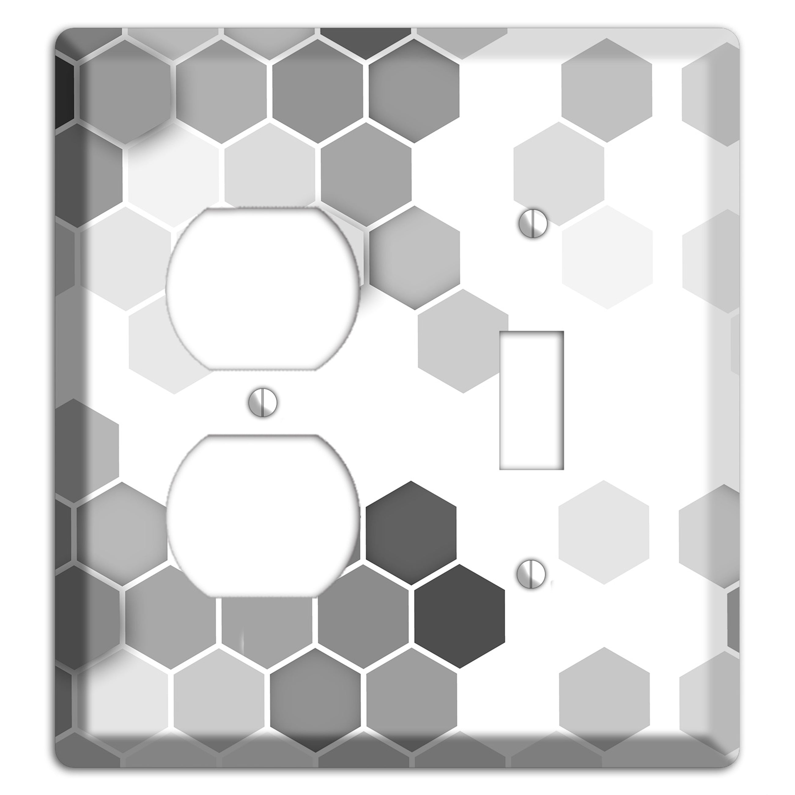 Monochrome Hexagon Tiling Duplex / Toggle Wallplate