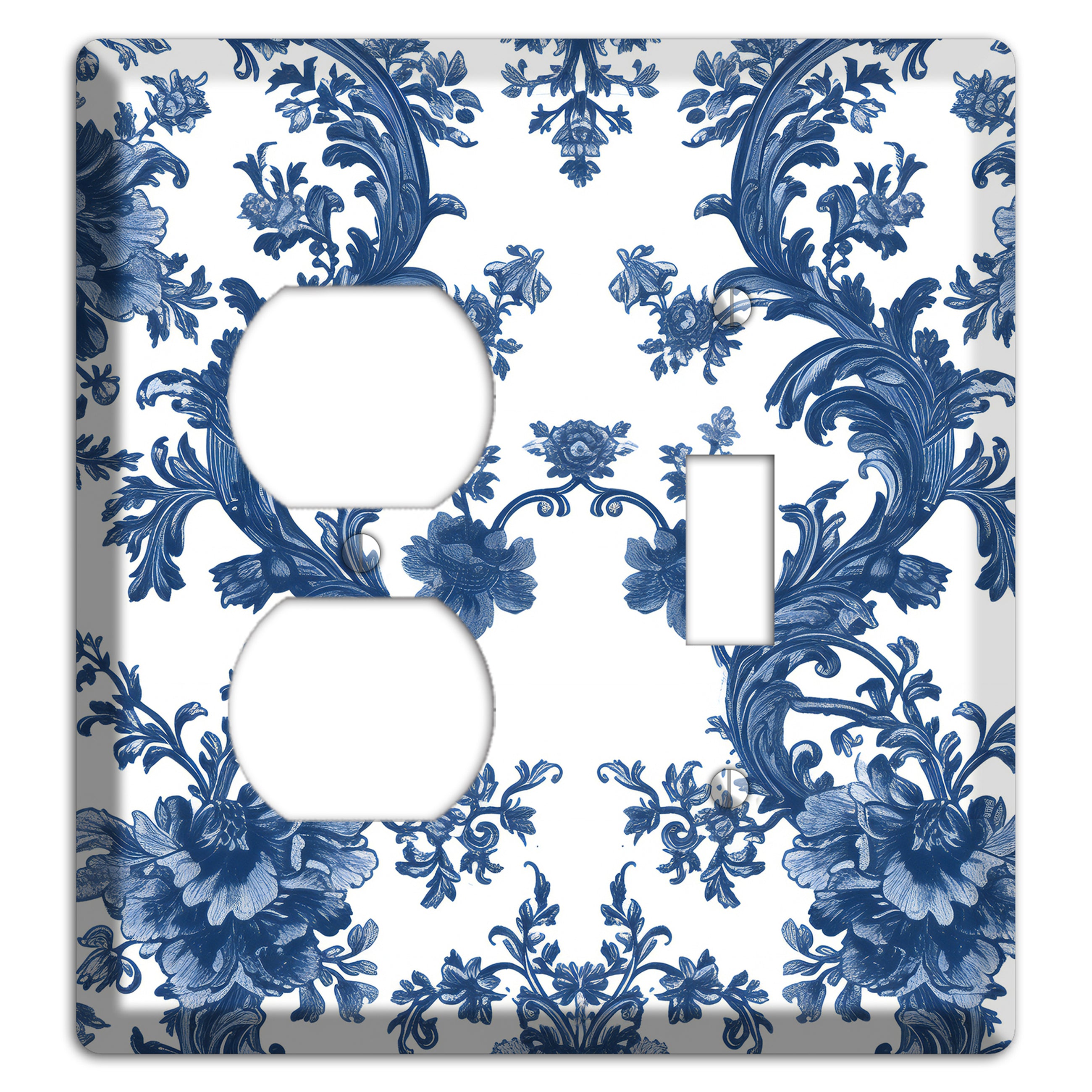 Cobalt Garden Damask Duplex / Toggle Wallplate