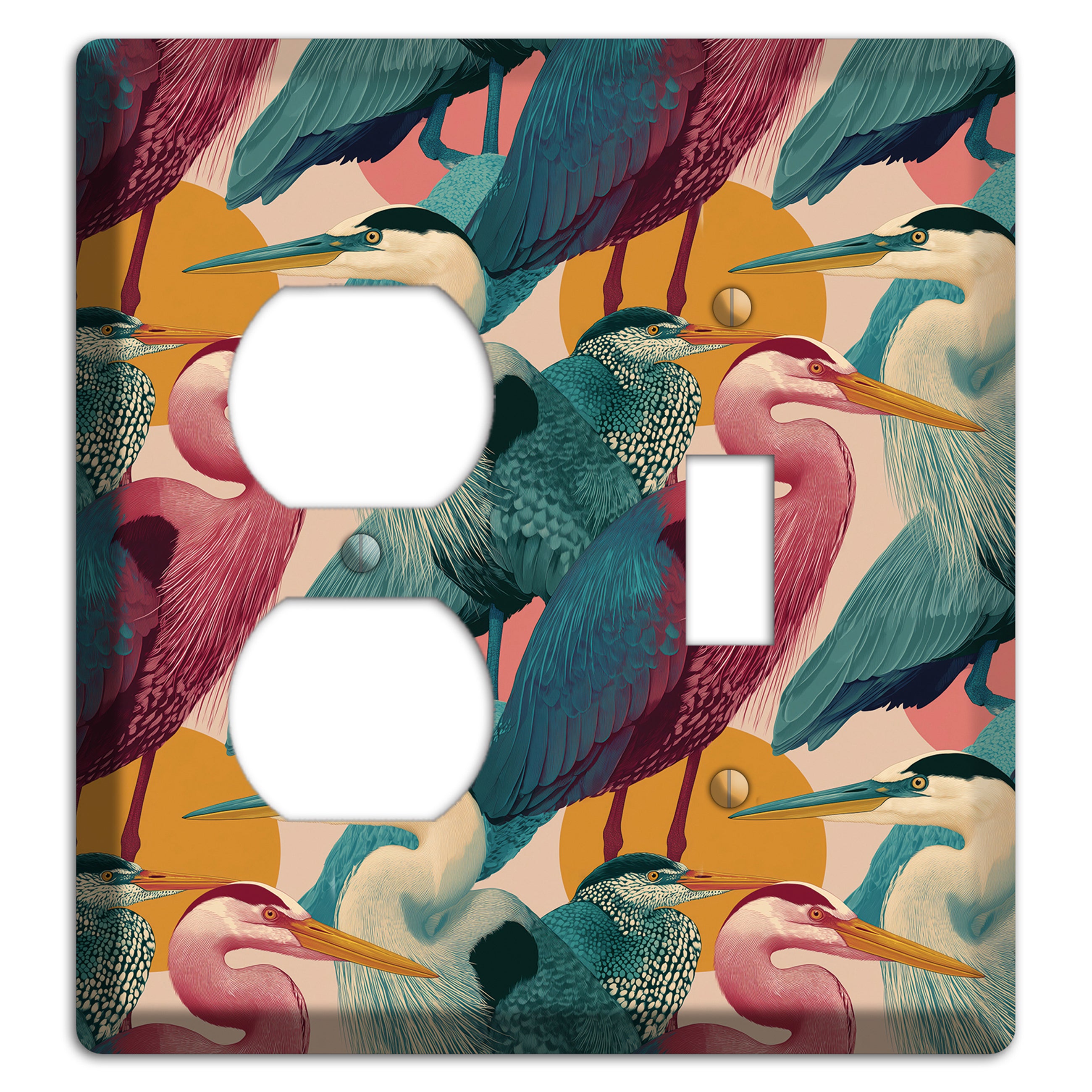 Teal Heron Mosaic Duplex / Toggle Wallplate