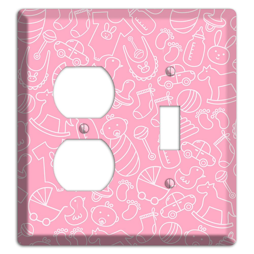 Line Art Baby Pink Duplex / Toggle Wallplate