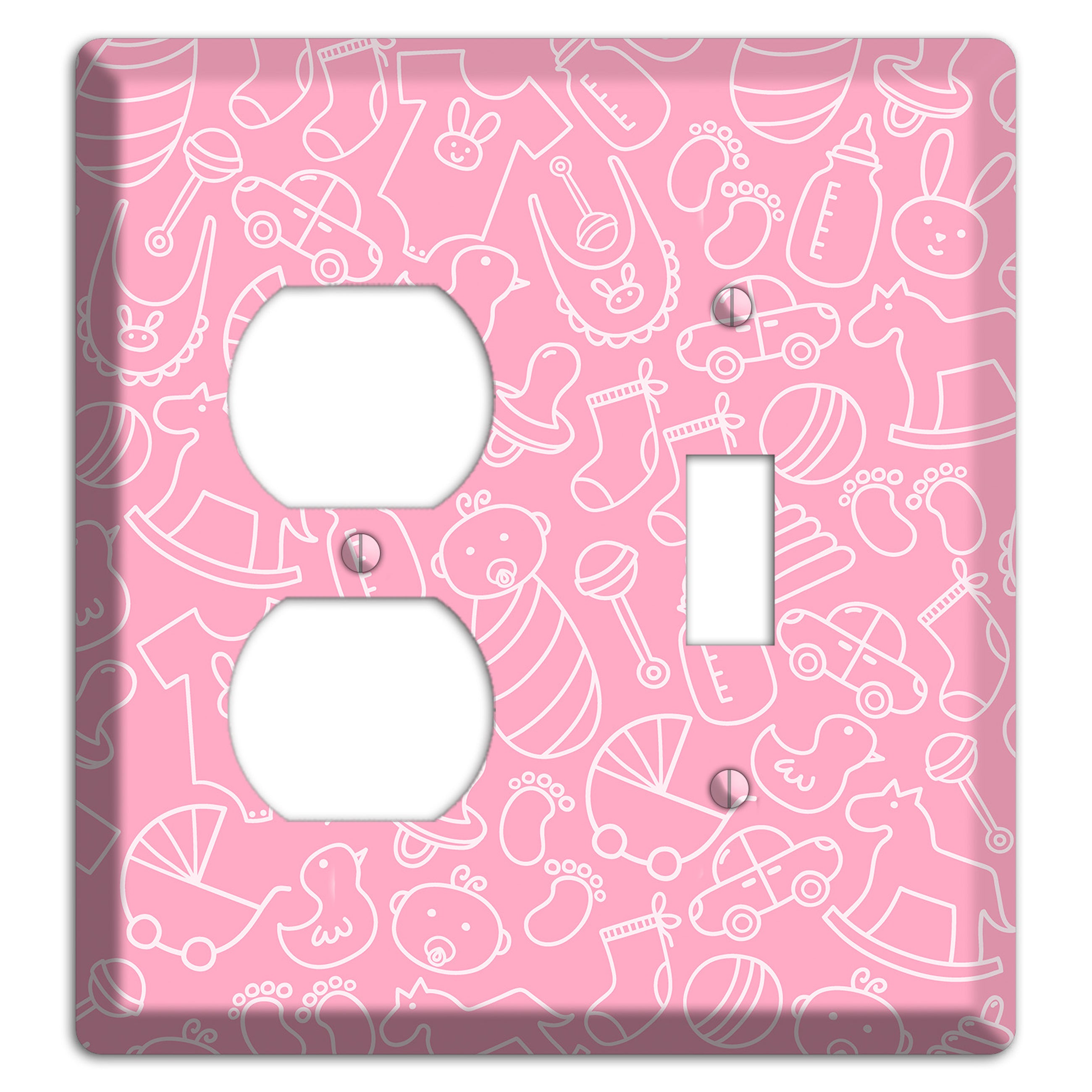 Line Art Baby Pink Duplex / Toggle Wallplate