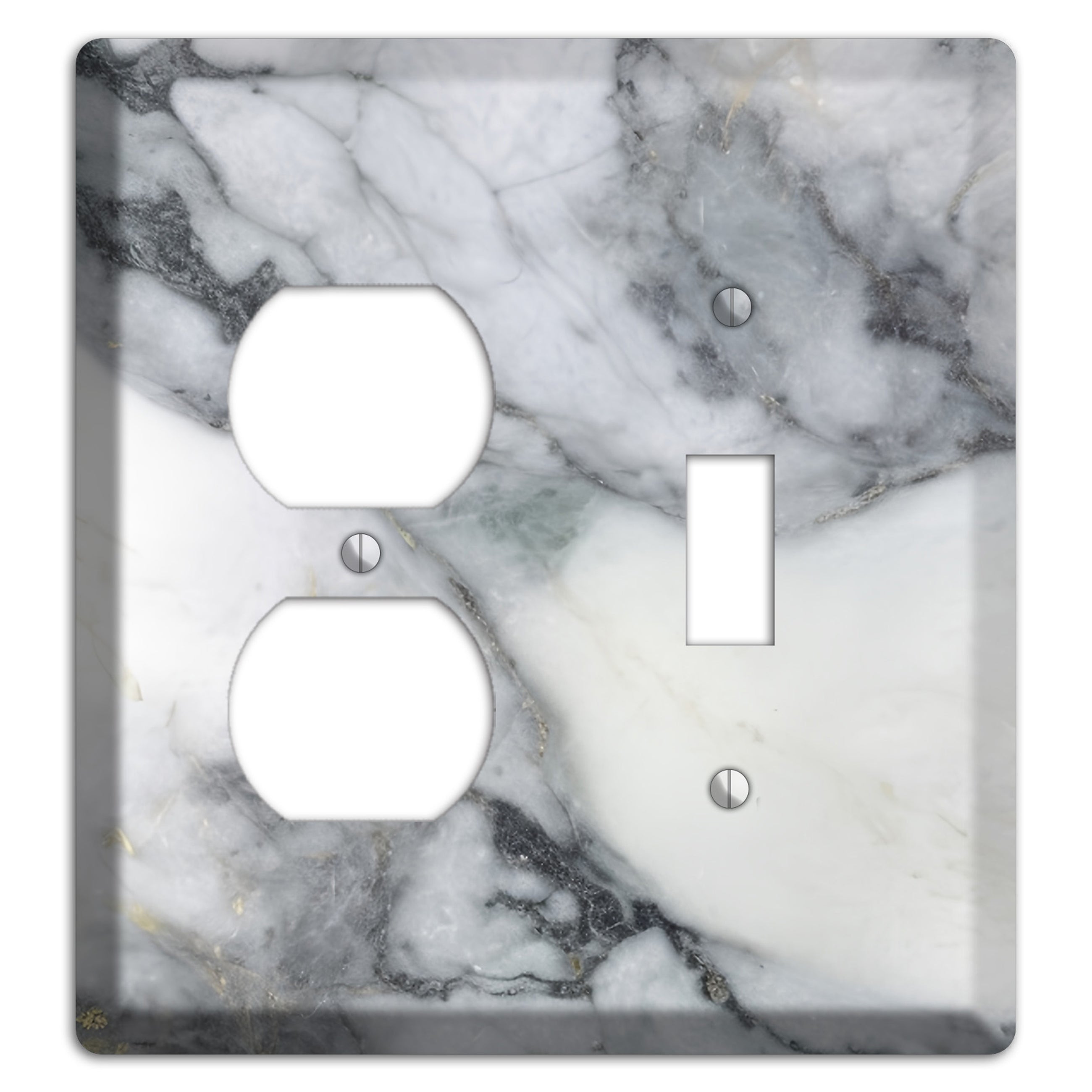 White and Grey Marble Duplex / Toggle Wallplate