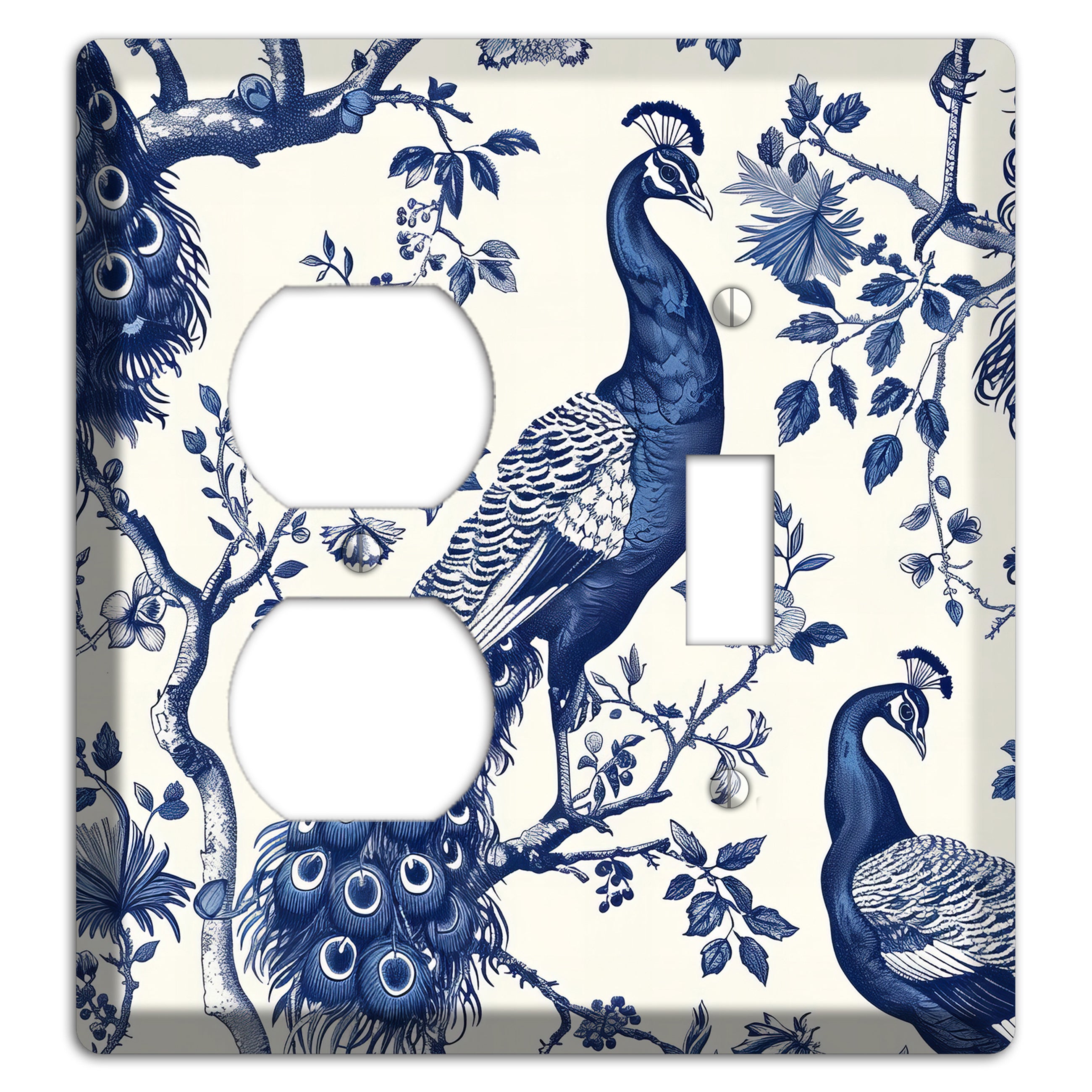 Peacock & Bough Duplex / Toggle Wallplate