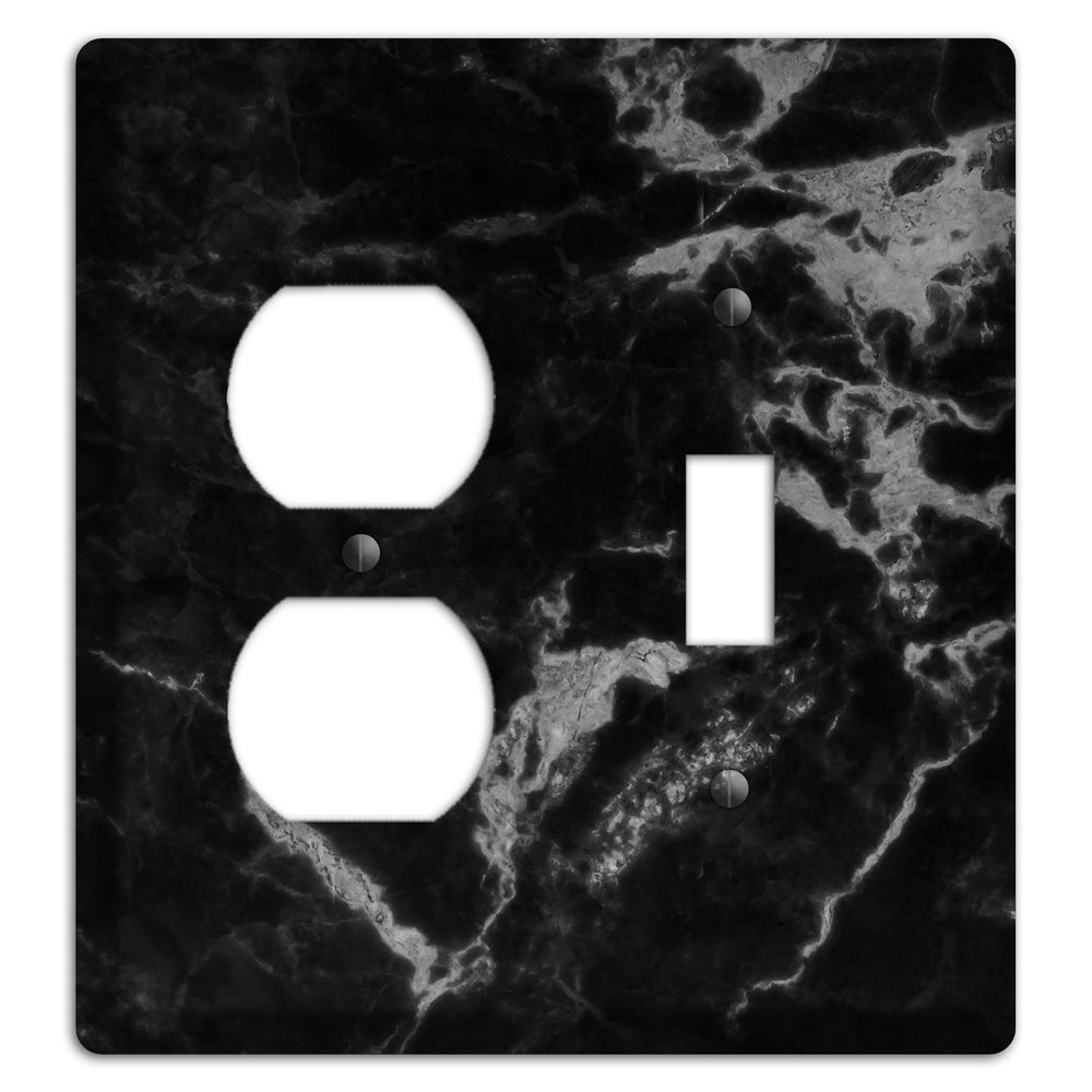 Black and Silver Marble Duplex / Toggle Wallplate