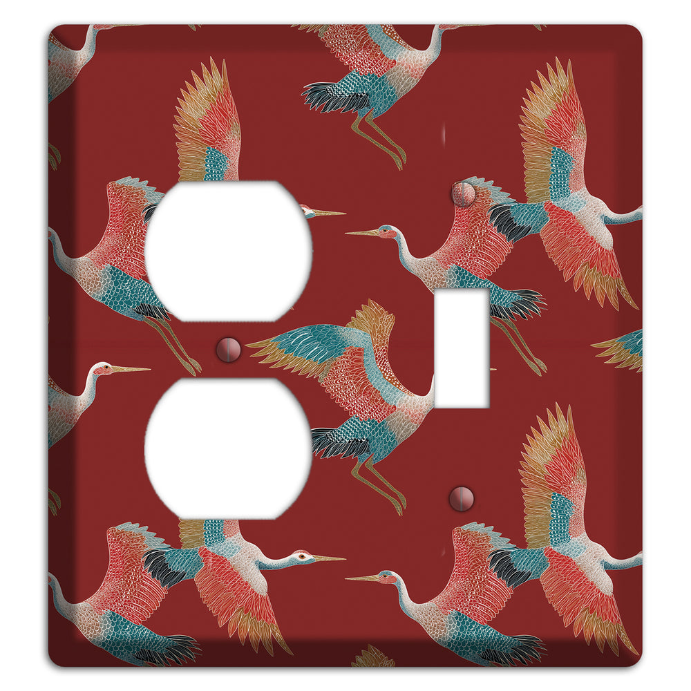 Crimson Heron Dance Duplex / Toggle Wallplate