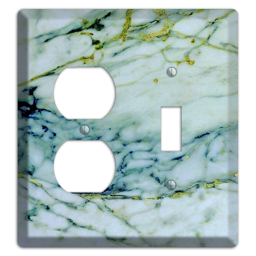 White, Green and Blue Marble Duplex / Toggle Wallplate