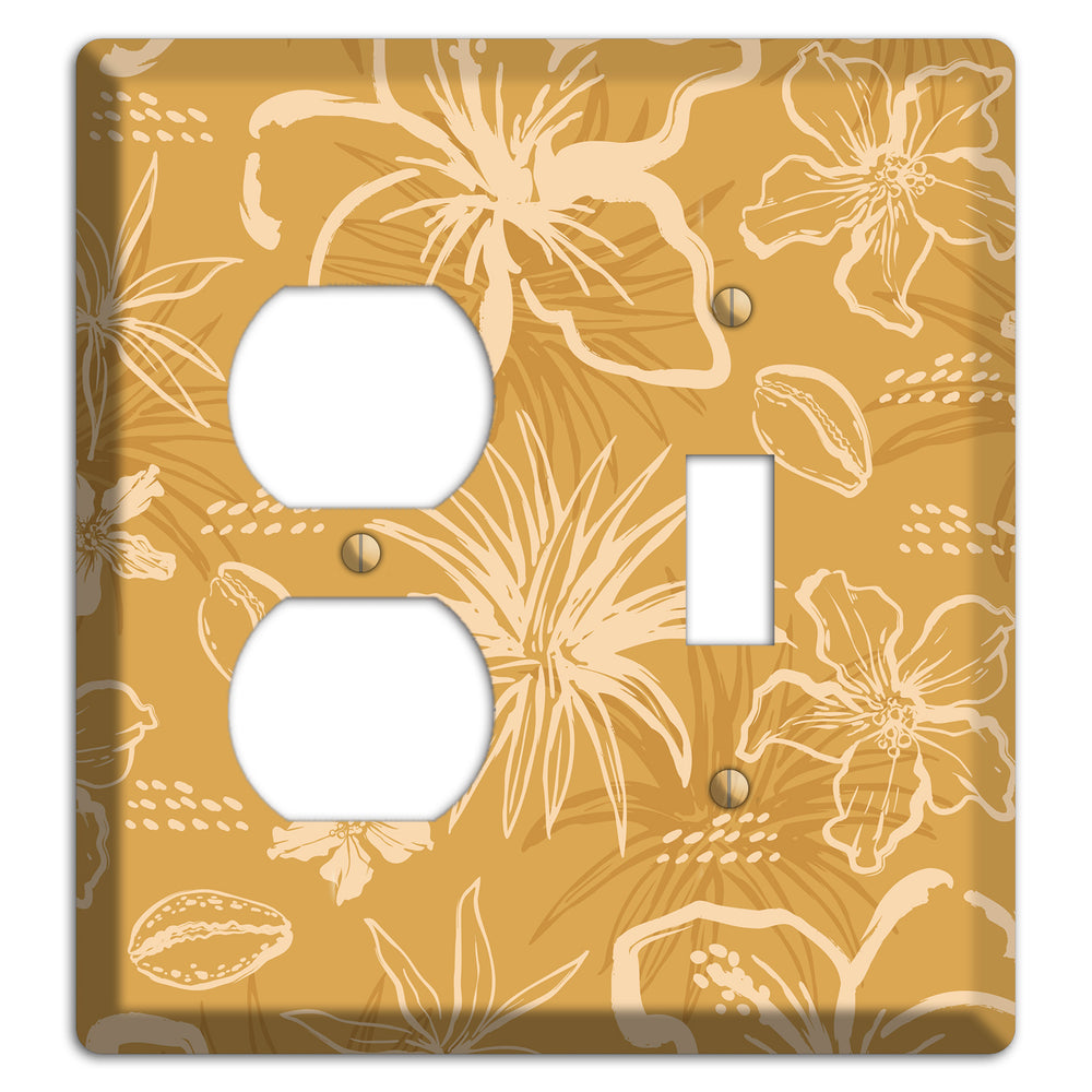 Golden Hibiscus Drift Duplex / Toggle Wallplate