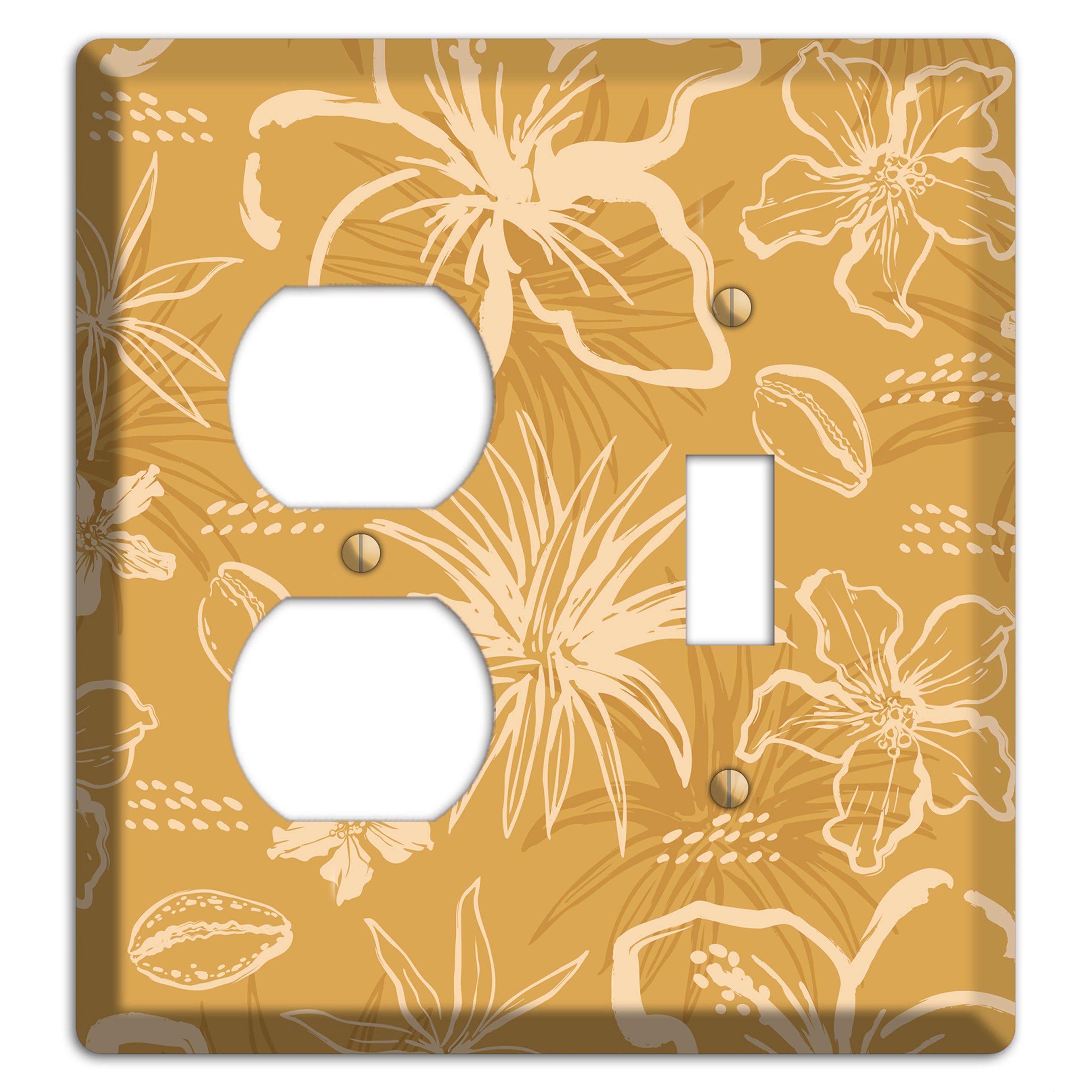 Golden Hibiscus Drift Duplex / Toggle Wallplate