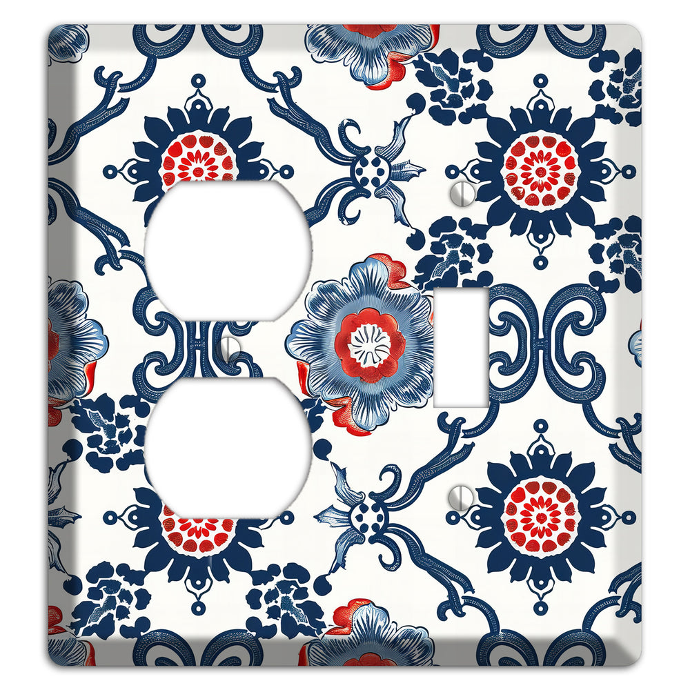 Indigo Court Florals Duplex / Toggle Wallplate