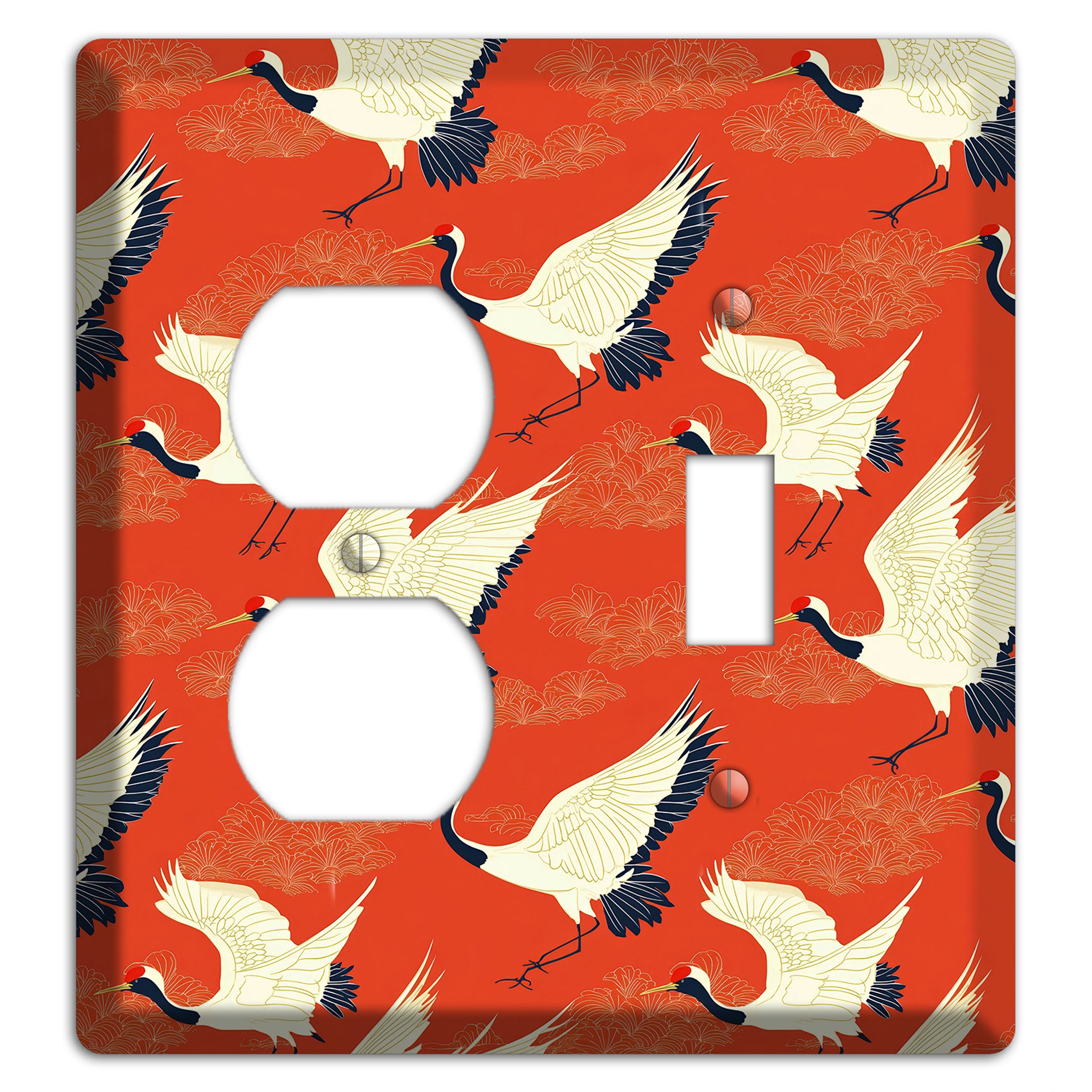 Vermillion Crane Flight Duplex / Toggle Wallplate