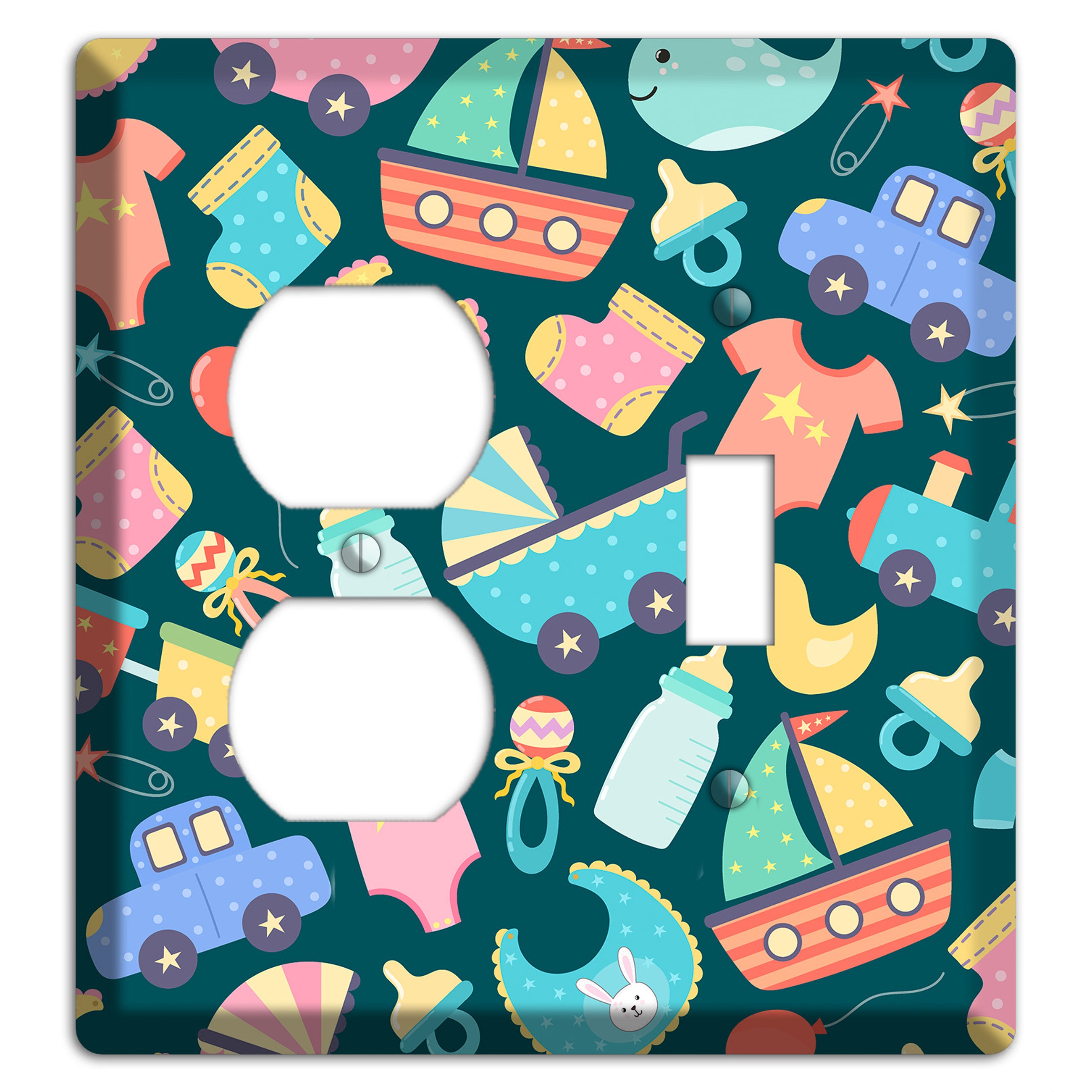 Baby Parade (Teal) Duplex / Toggle Wallplate