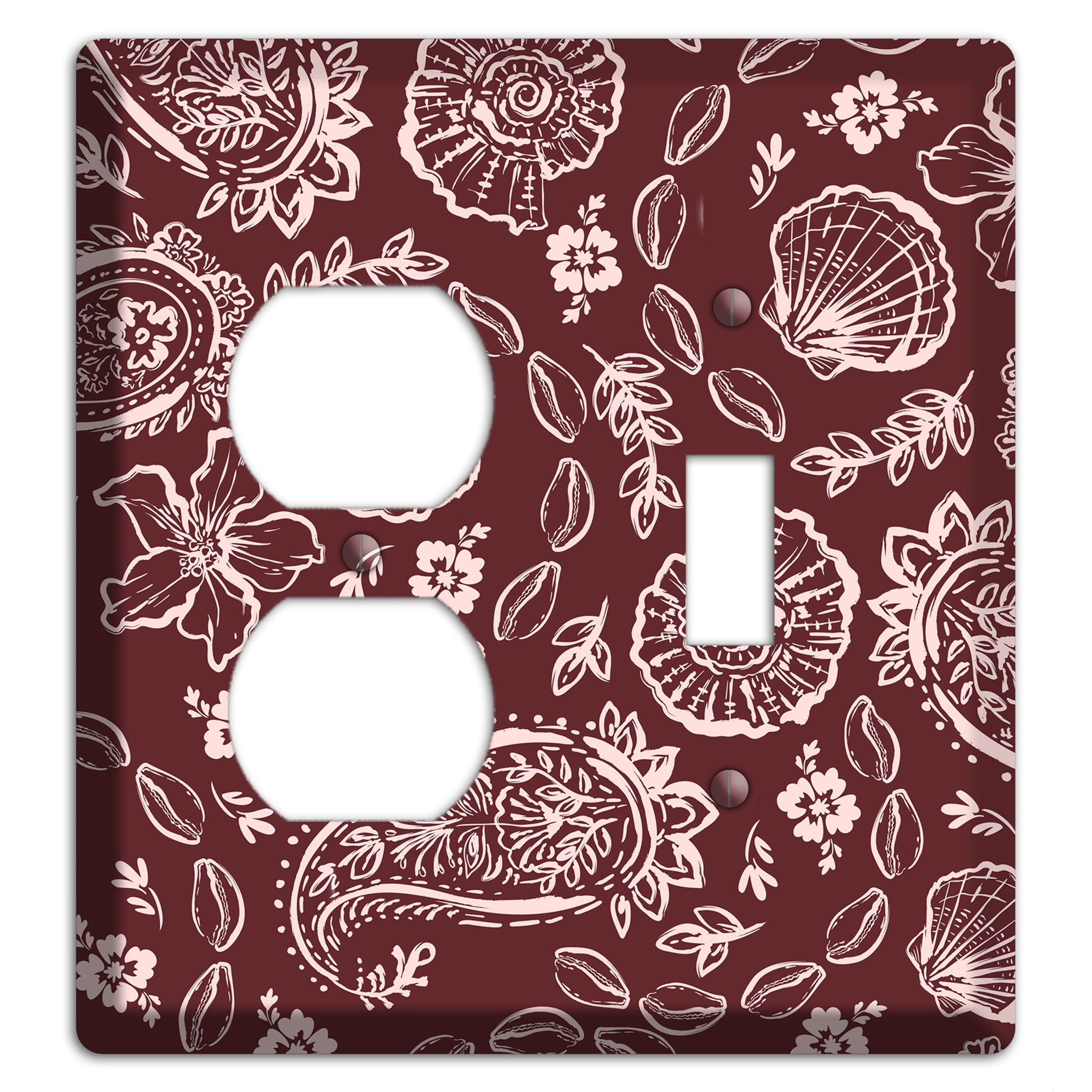 Crimson Shell Paisley Duplex / Toggle Wallplate