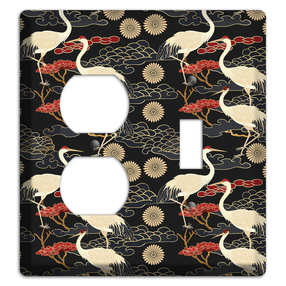 Obsidian Crane Procession Duplex / Toggle Wallplate
