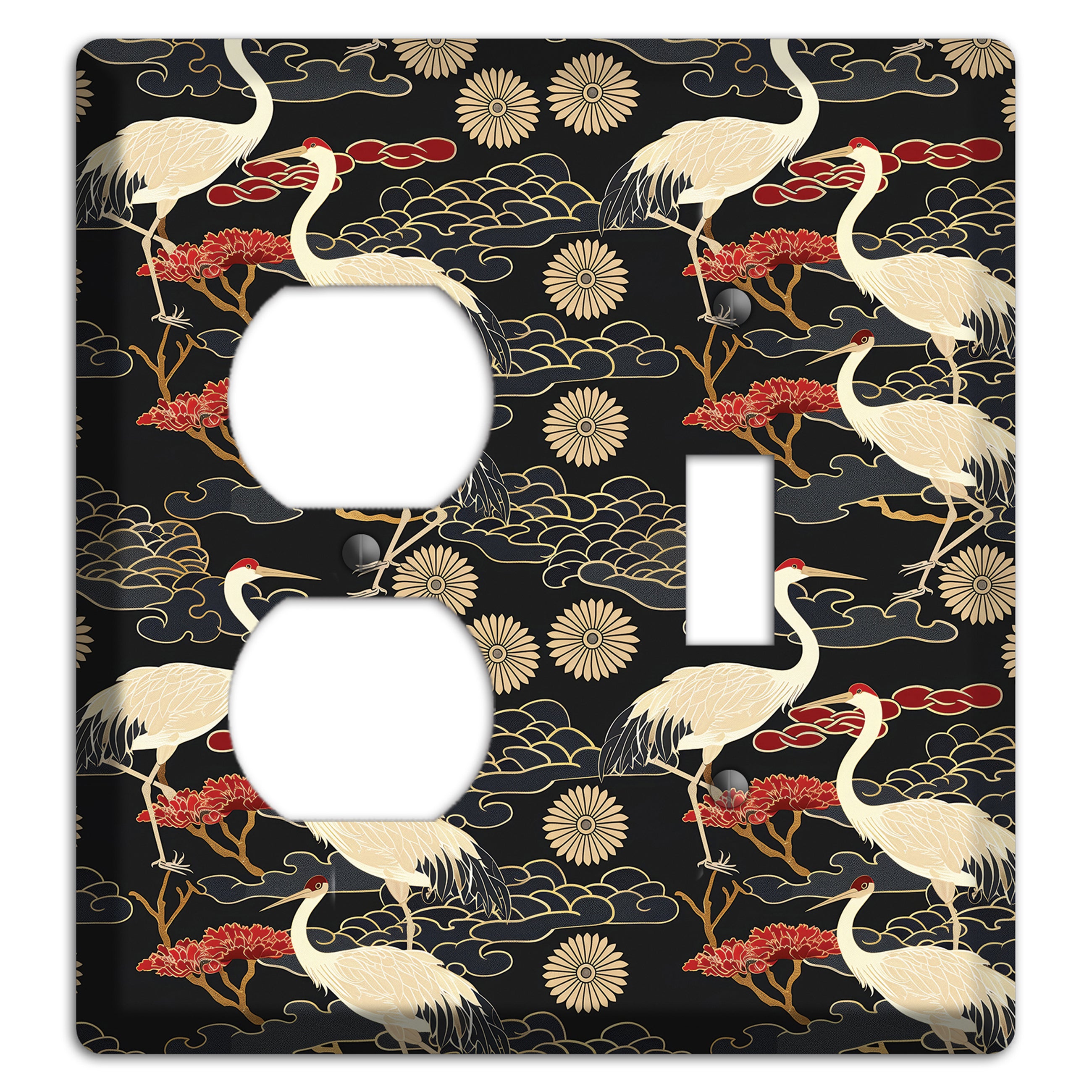 Obsidian Crane Procession Duplex / Toggle Wallplate