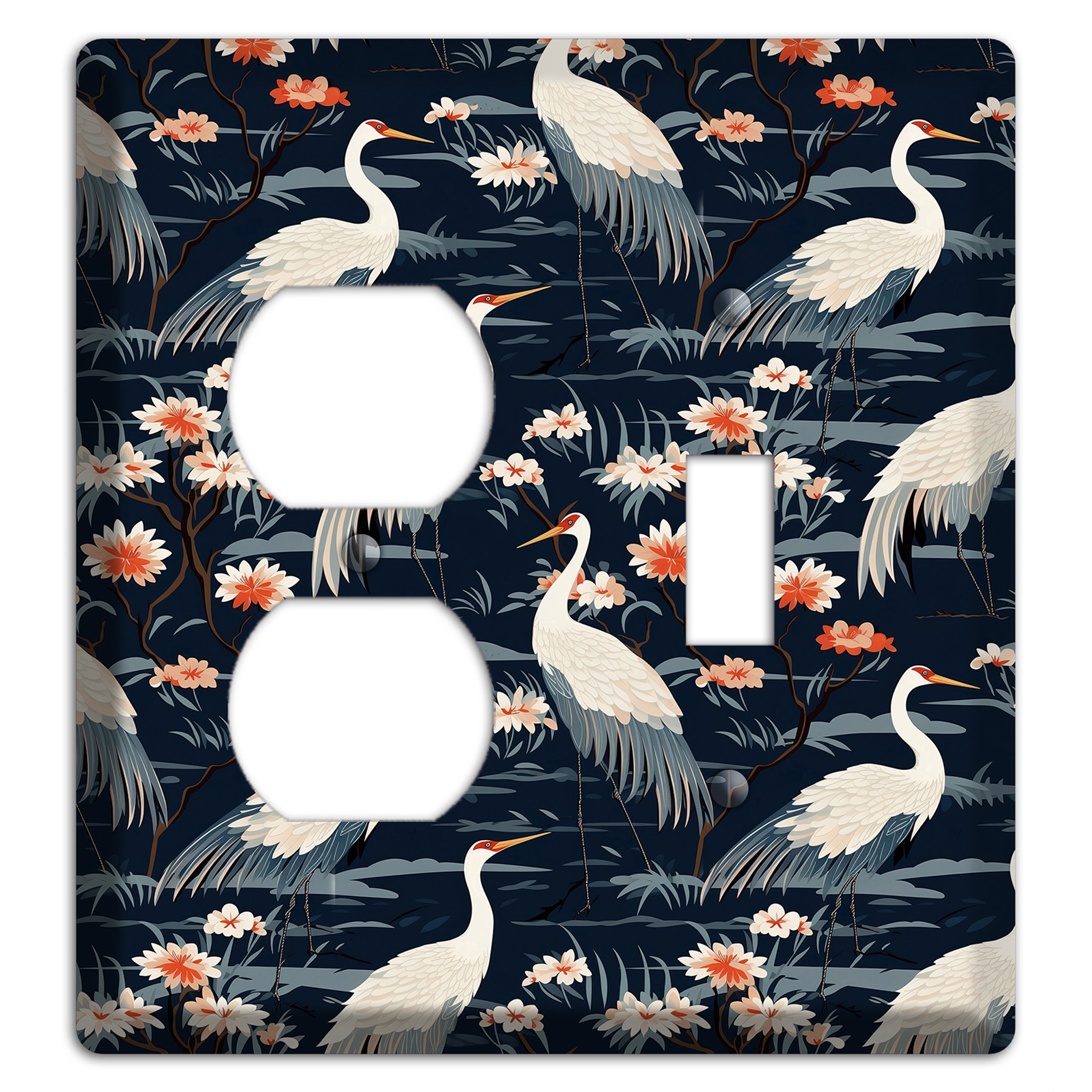 Navy Heron Nocturne Duplex / Toggle Wallplate