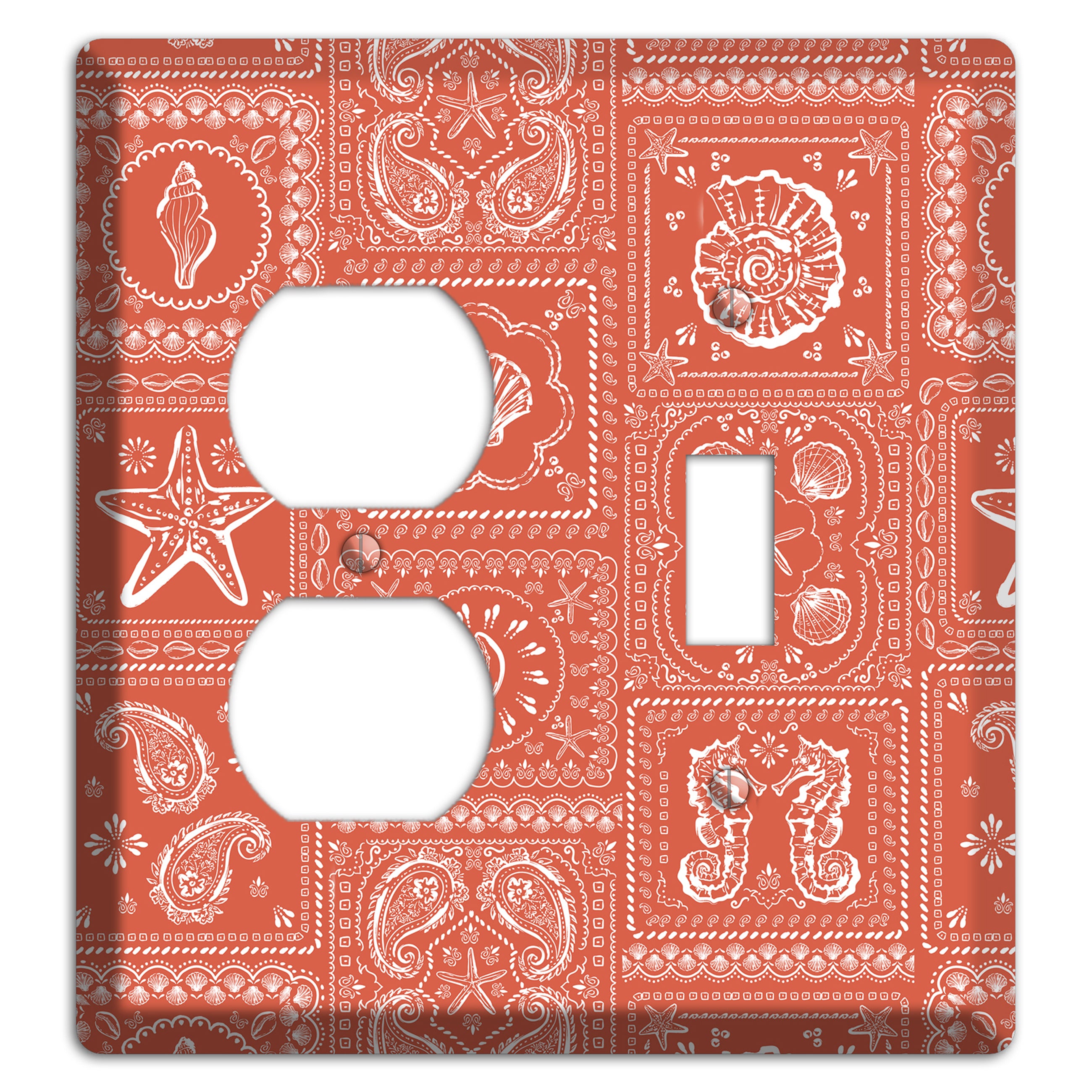Terracotta Shell Patchwork Duplex / Toggle Wallplate