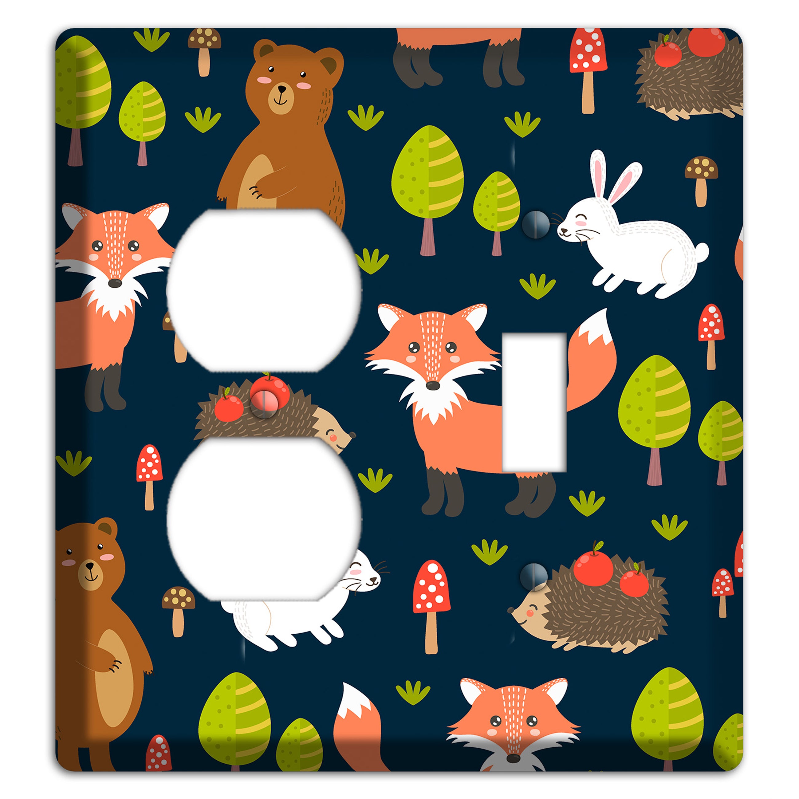 Forest Critters (Navy) Duplex / Toggle Wallplate