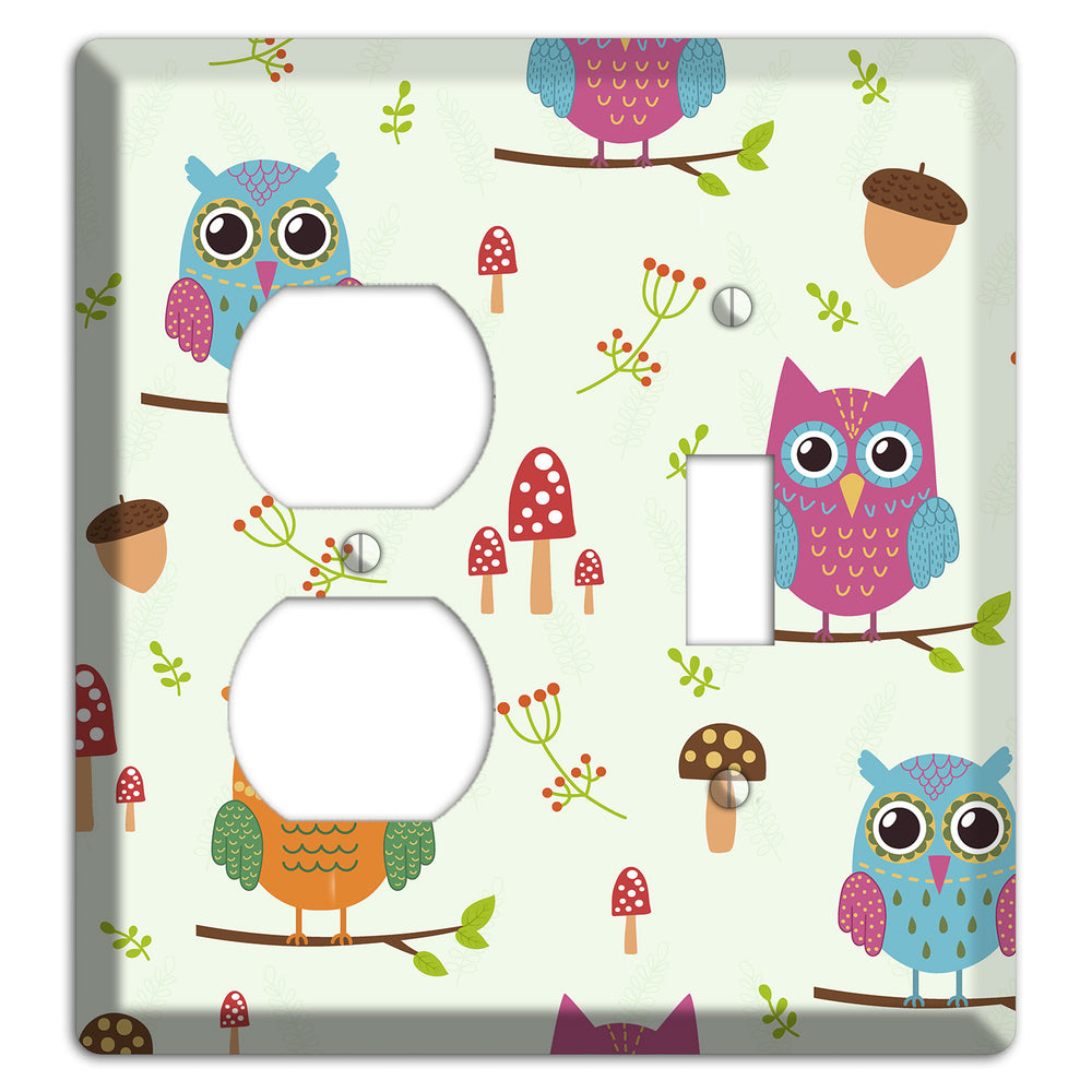 Forest Owls (Mint) Duplex / Toggle Wallplate