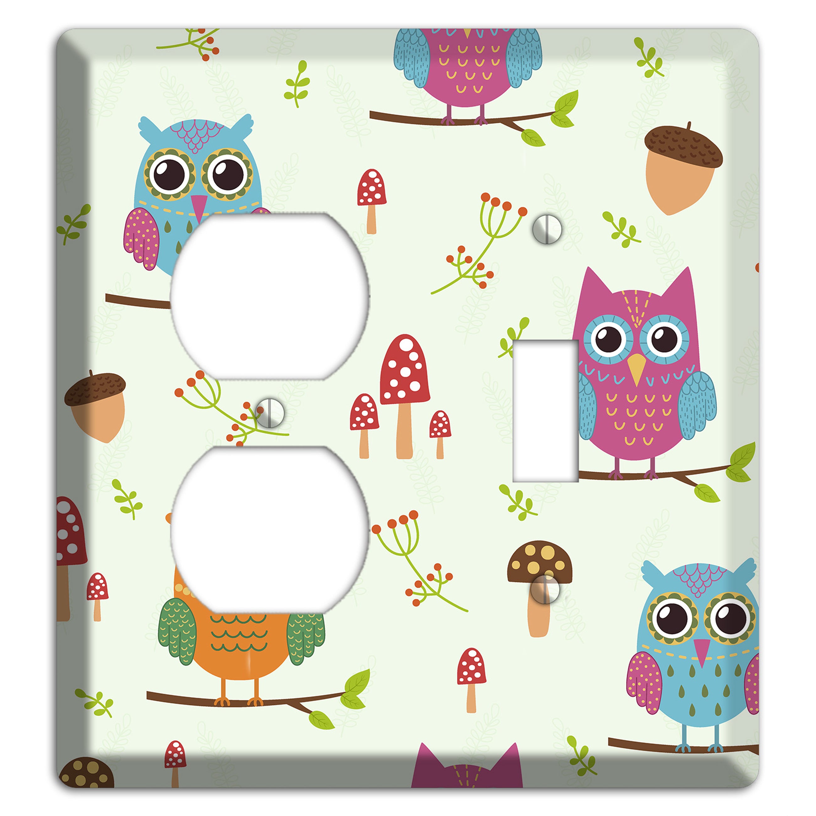 Forest Owls (Mint) Duplex / Toggle Wallplate