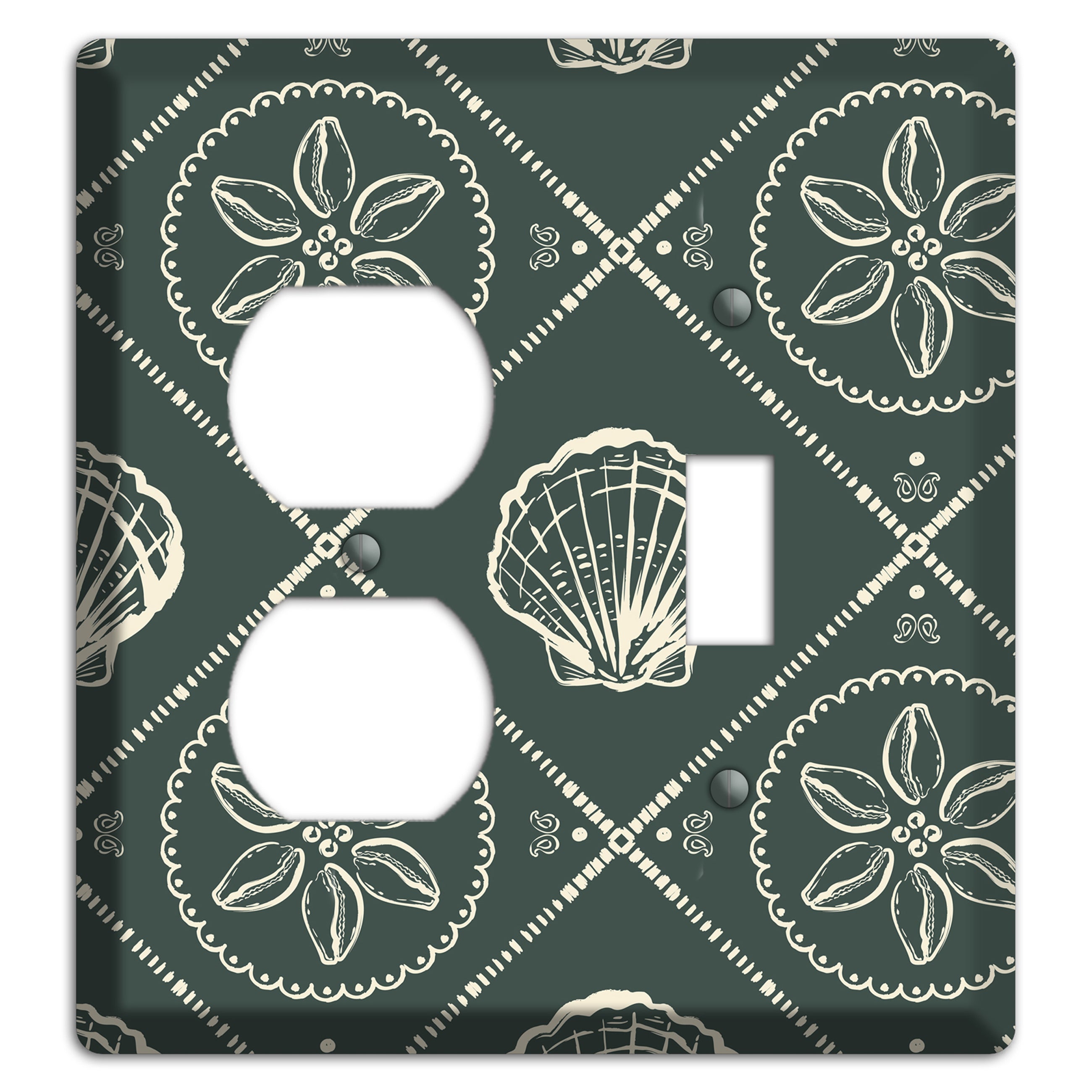 Slate Cowrie Medallion Duplex / Toggle Wallplate