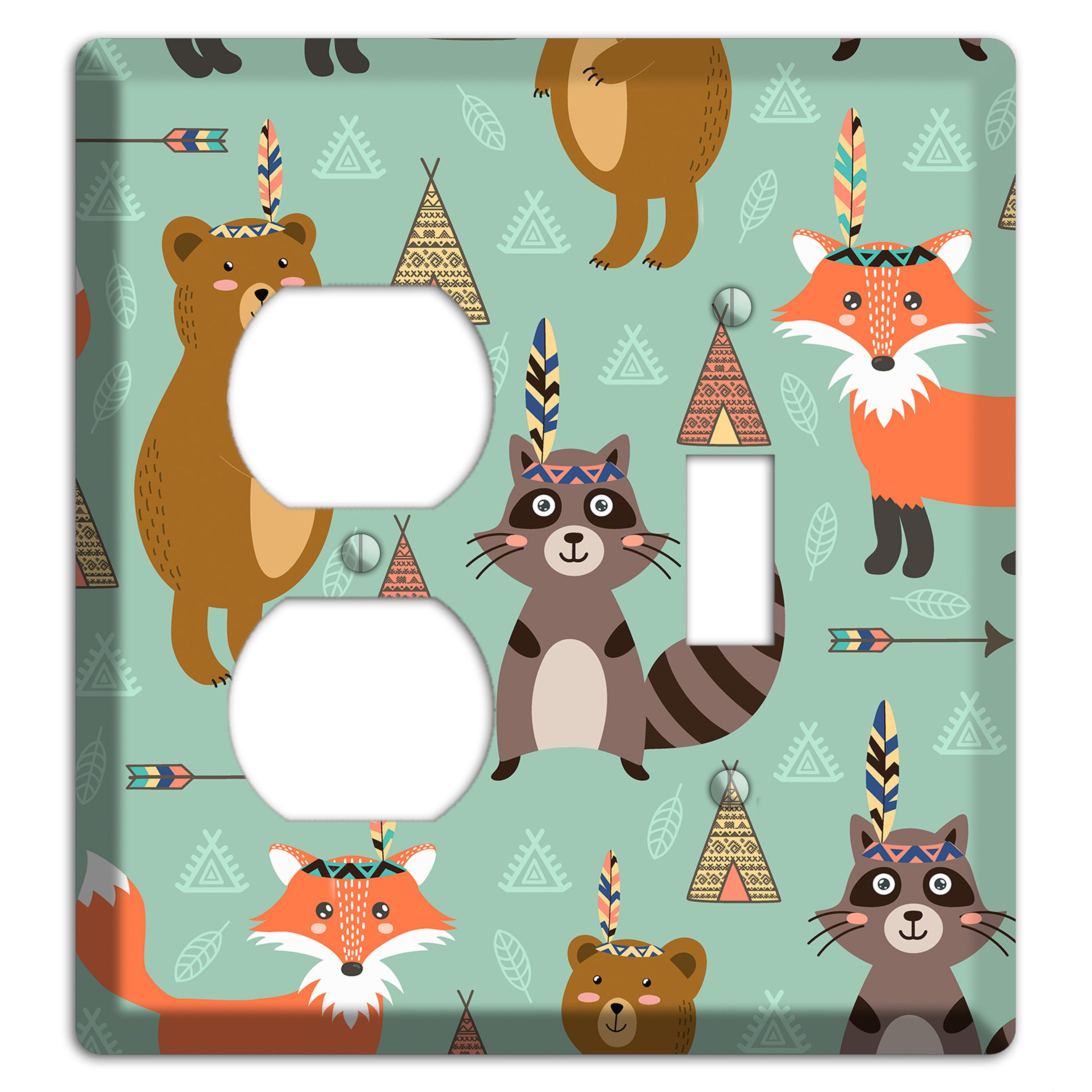 Tribal Woodland Camp Duplex / Toggle Wallplate