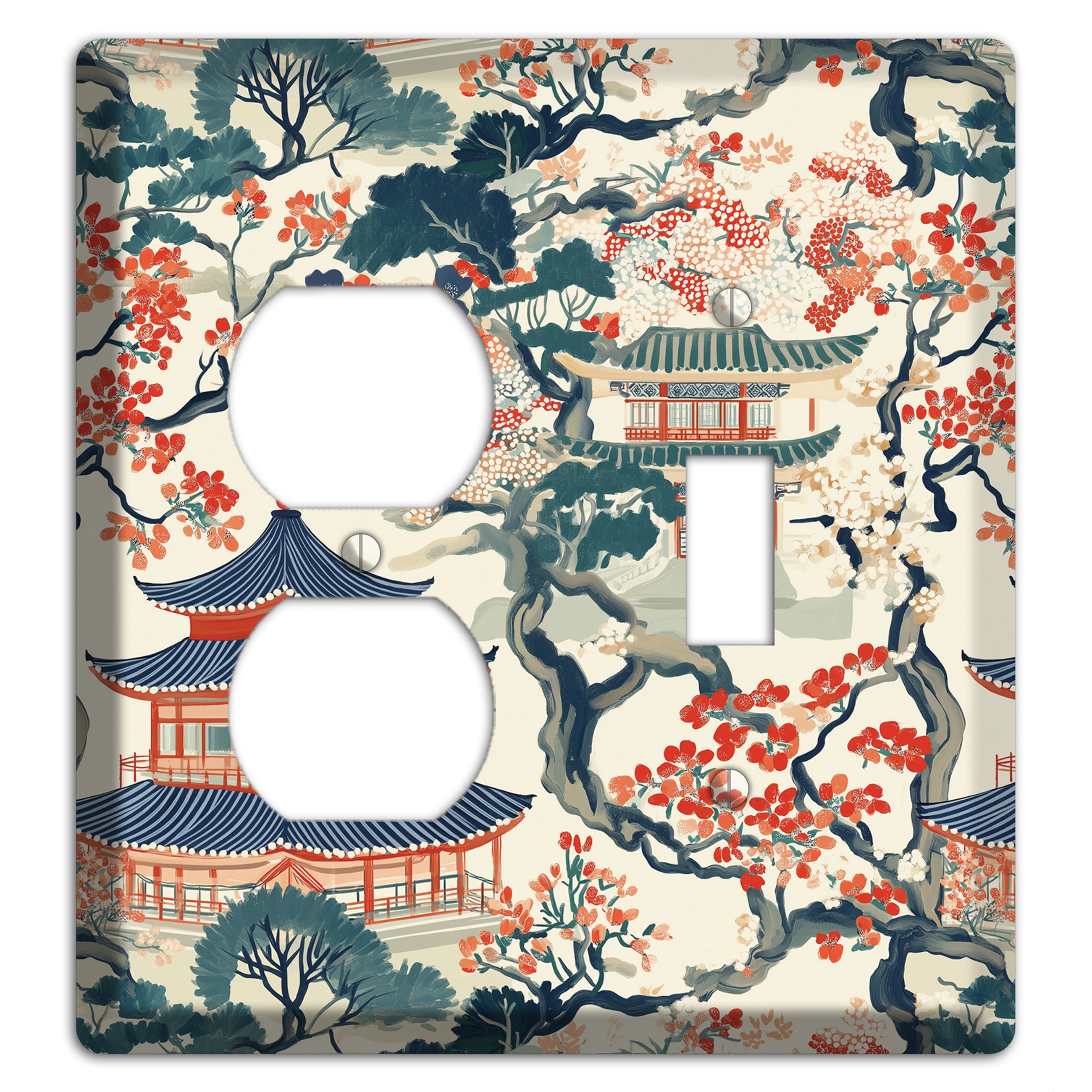 Blossom & Pagoda Duplex / Toggle Wallplate