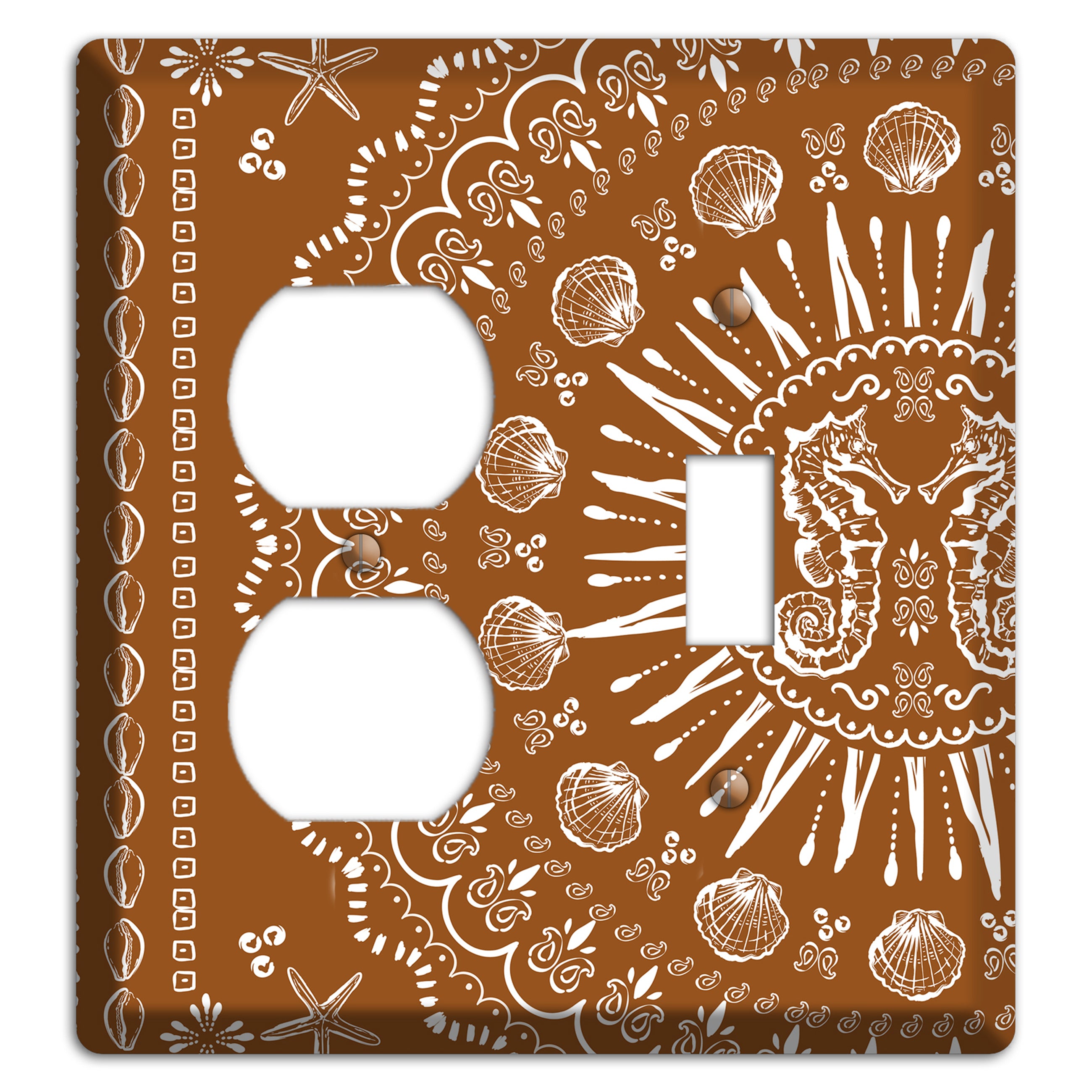 Russet Seahorse Mandala Duplex / Toggle Wallplate