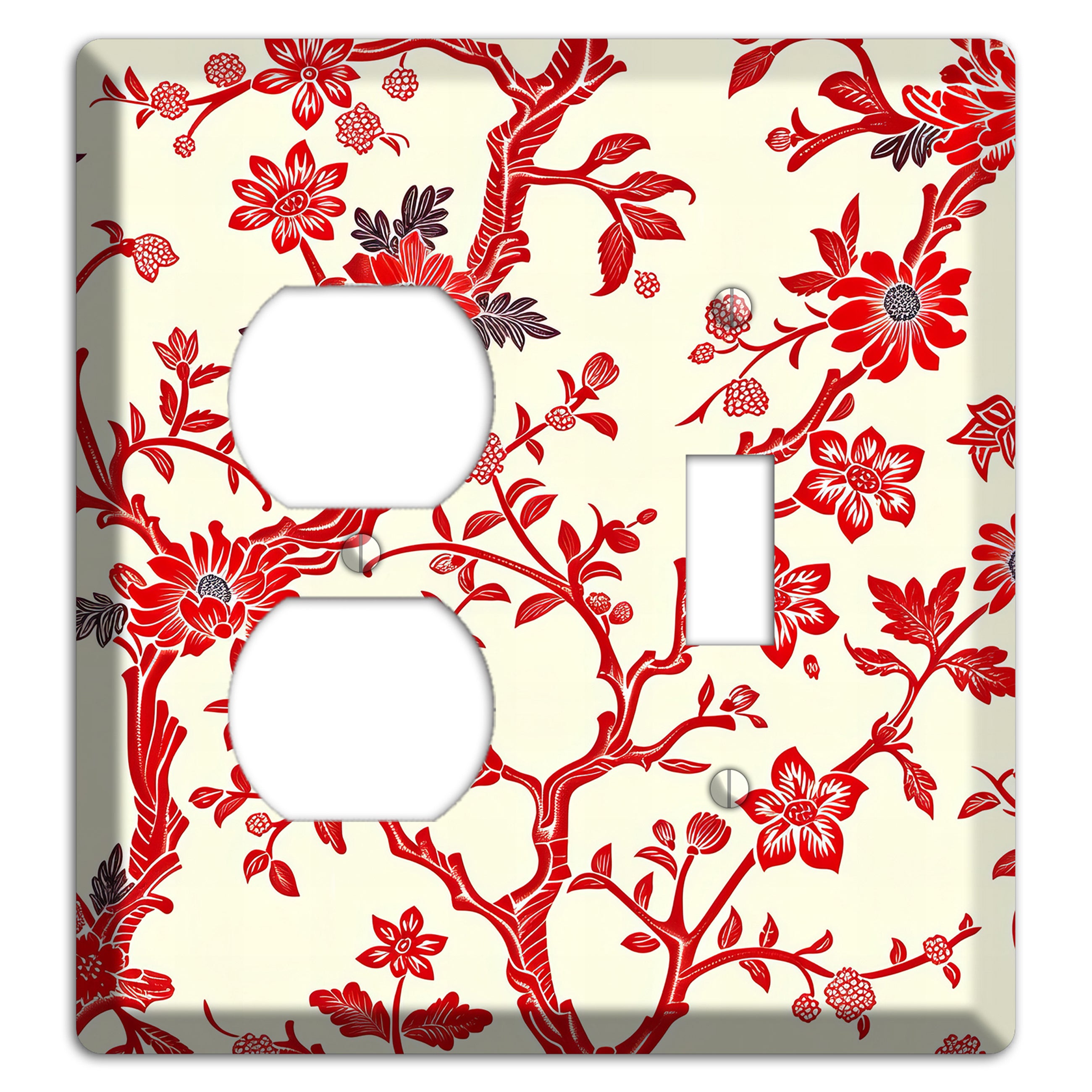 Crimson Branch & Bloom Duplex / Toggle Wallplate