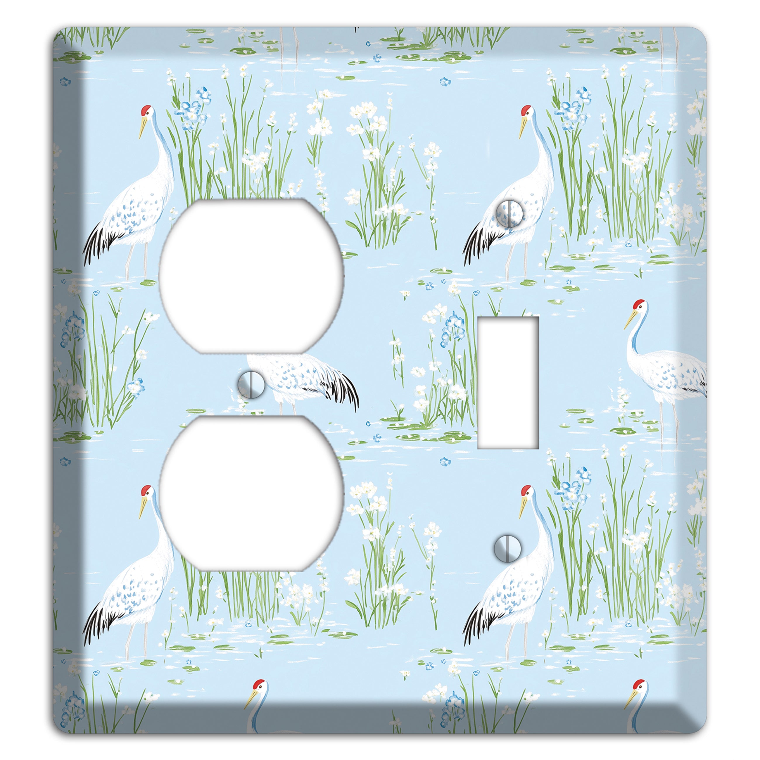 Azure Crane Sanctuary Duplex / Toggle Wallplate