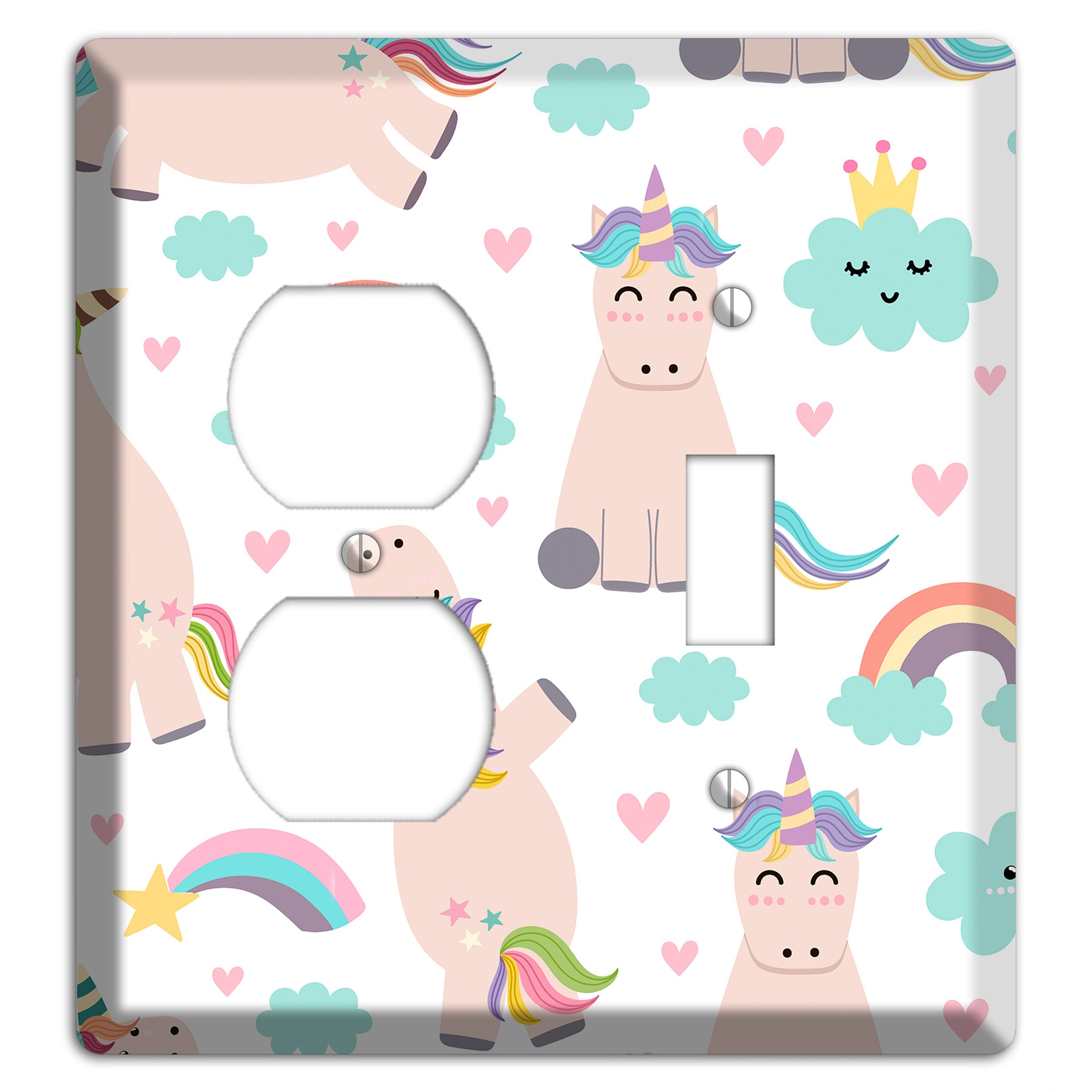 Rainbow Cloud Herd Duplex / Toggle Wallplate