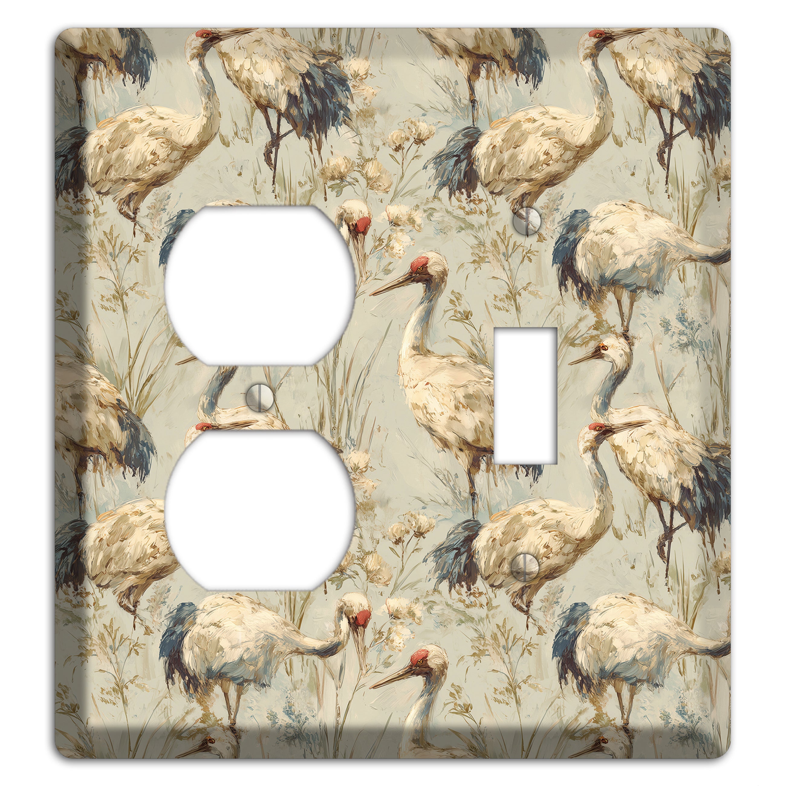 Driftwood Crane Marsh Duplex / Toggle Wallplate