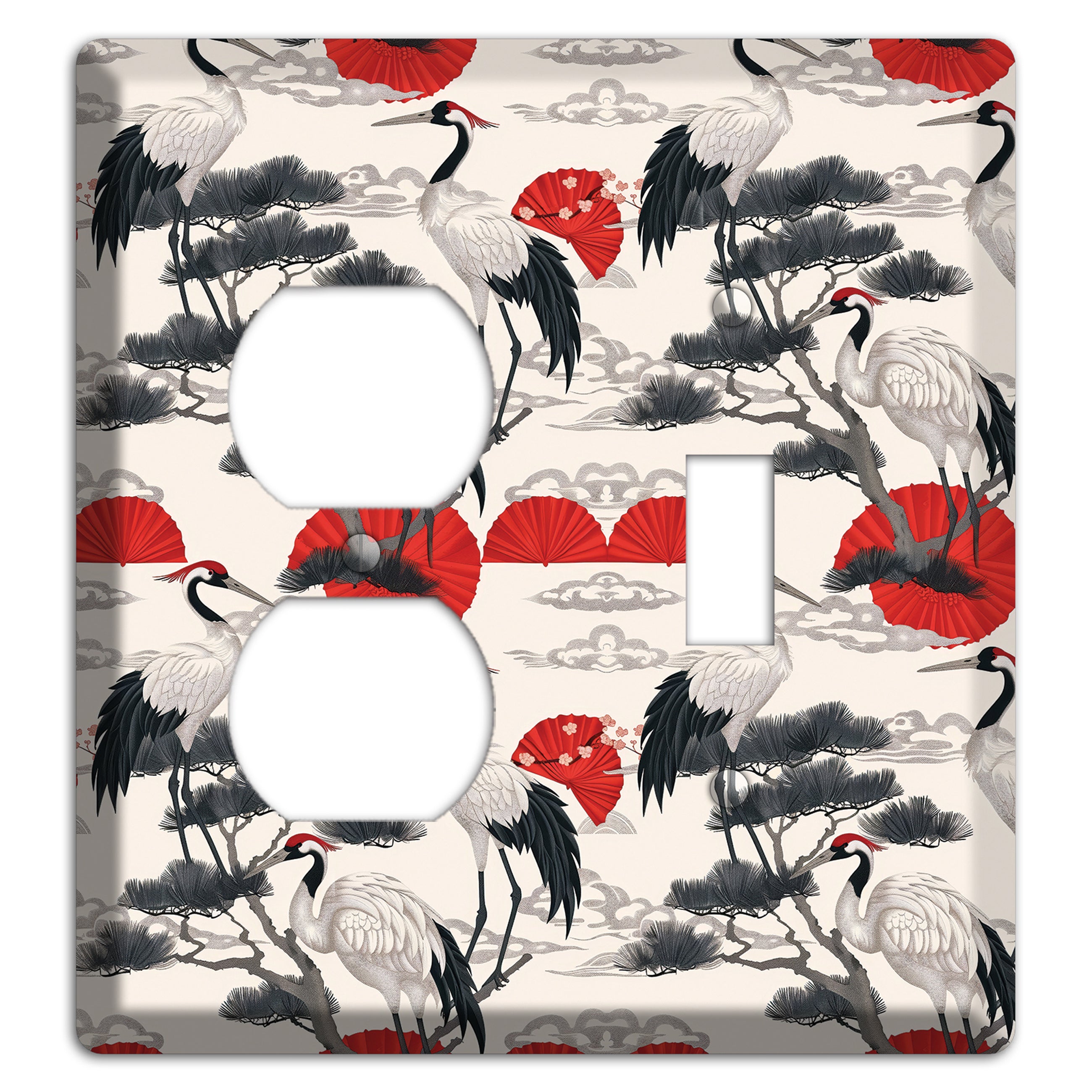 Crimson Fan & Pine Duplex / Toggle Wallplate